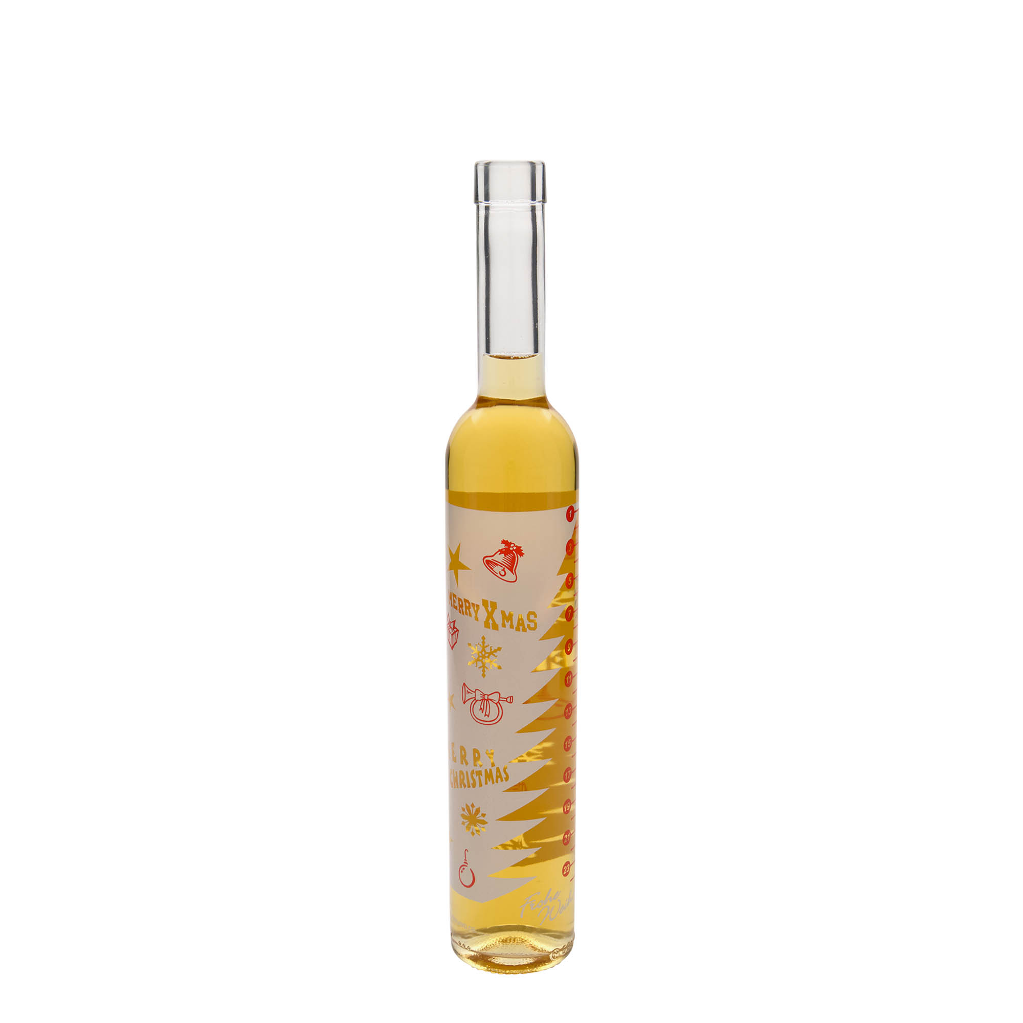 500 ml Maximo üveges palack, nyomtatott „Adventi naptár”, nyílás: parafa dugó