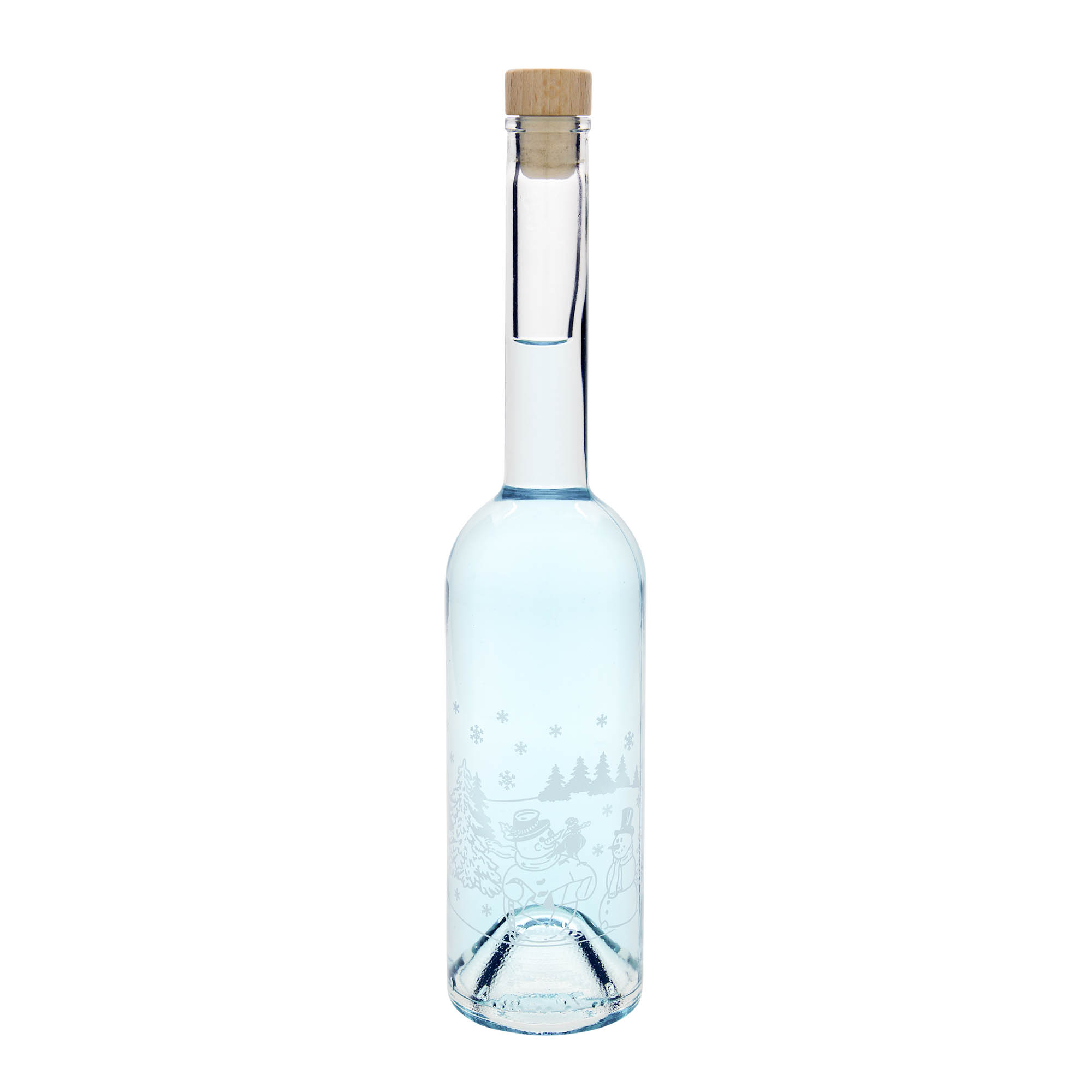 500 ml-es üvegpalack 'Opera', motívum: Hóemberes palack, szájnyílás: parafadugó