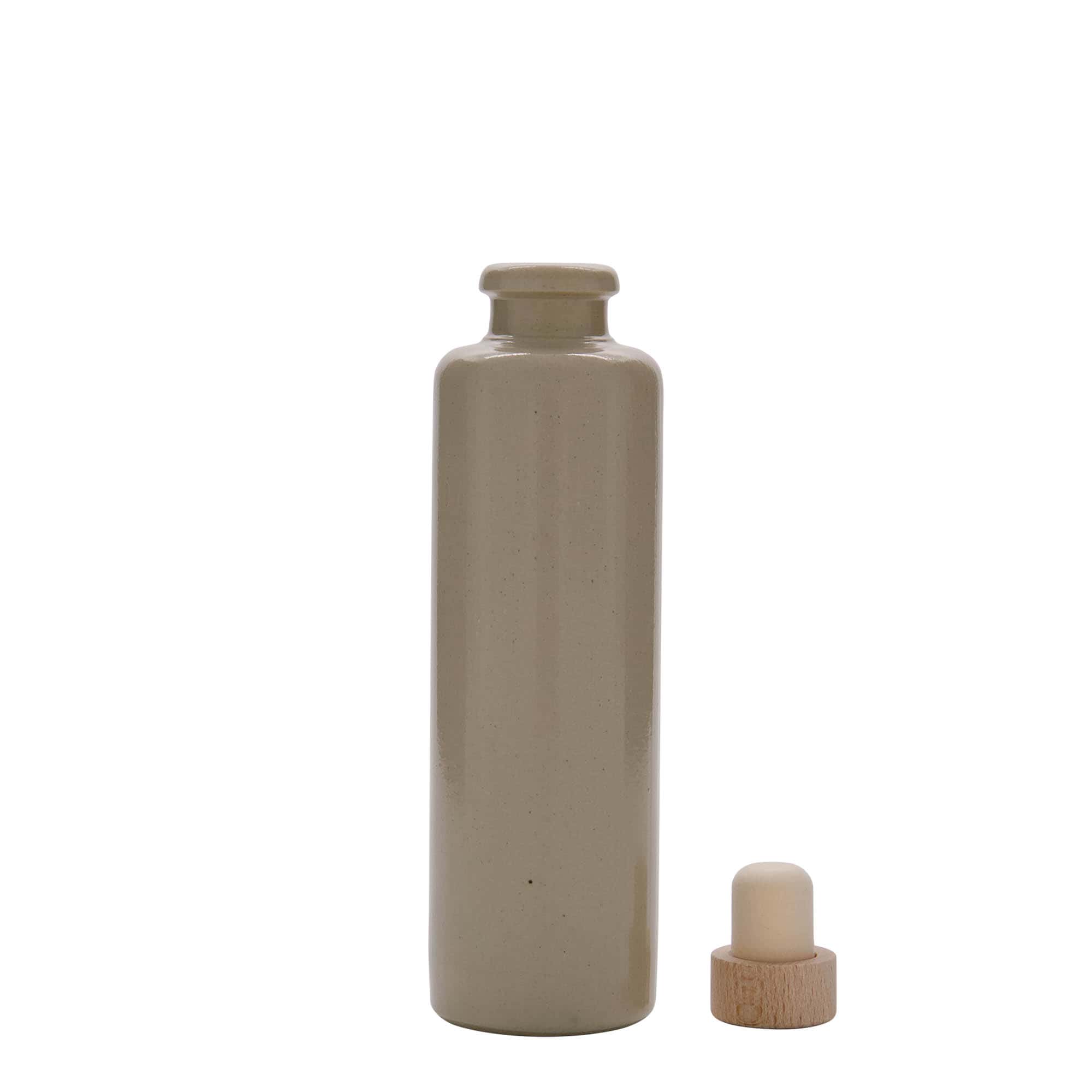 200 ml agyagedény, kőedény, bézs, száj: parafa