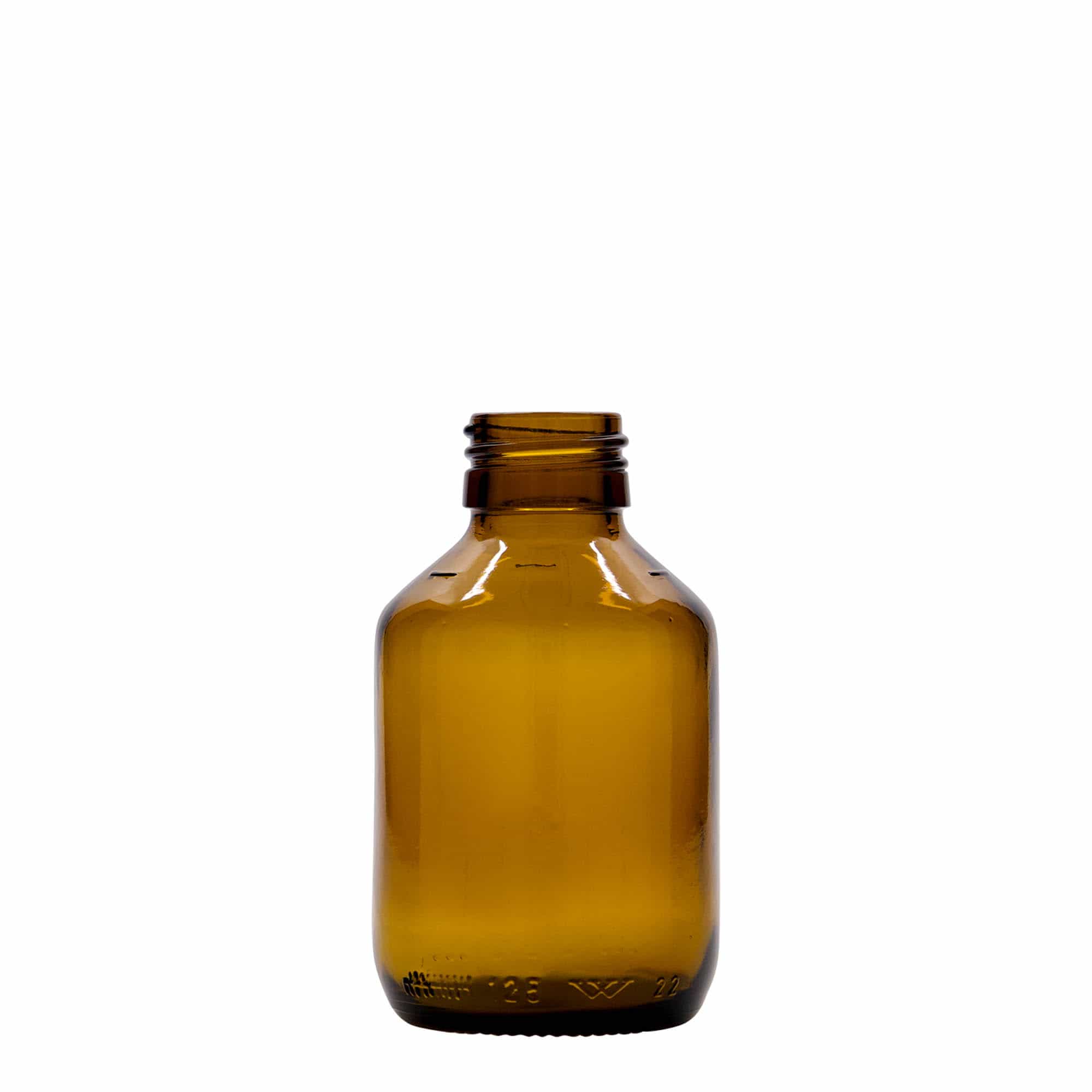 125 ml orvosi üveg, barna, üveg, nyílás: PP 28