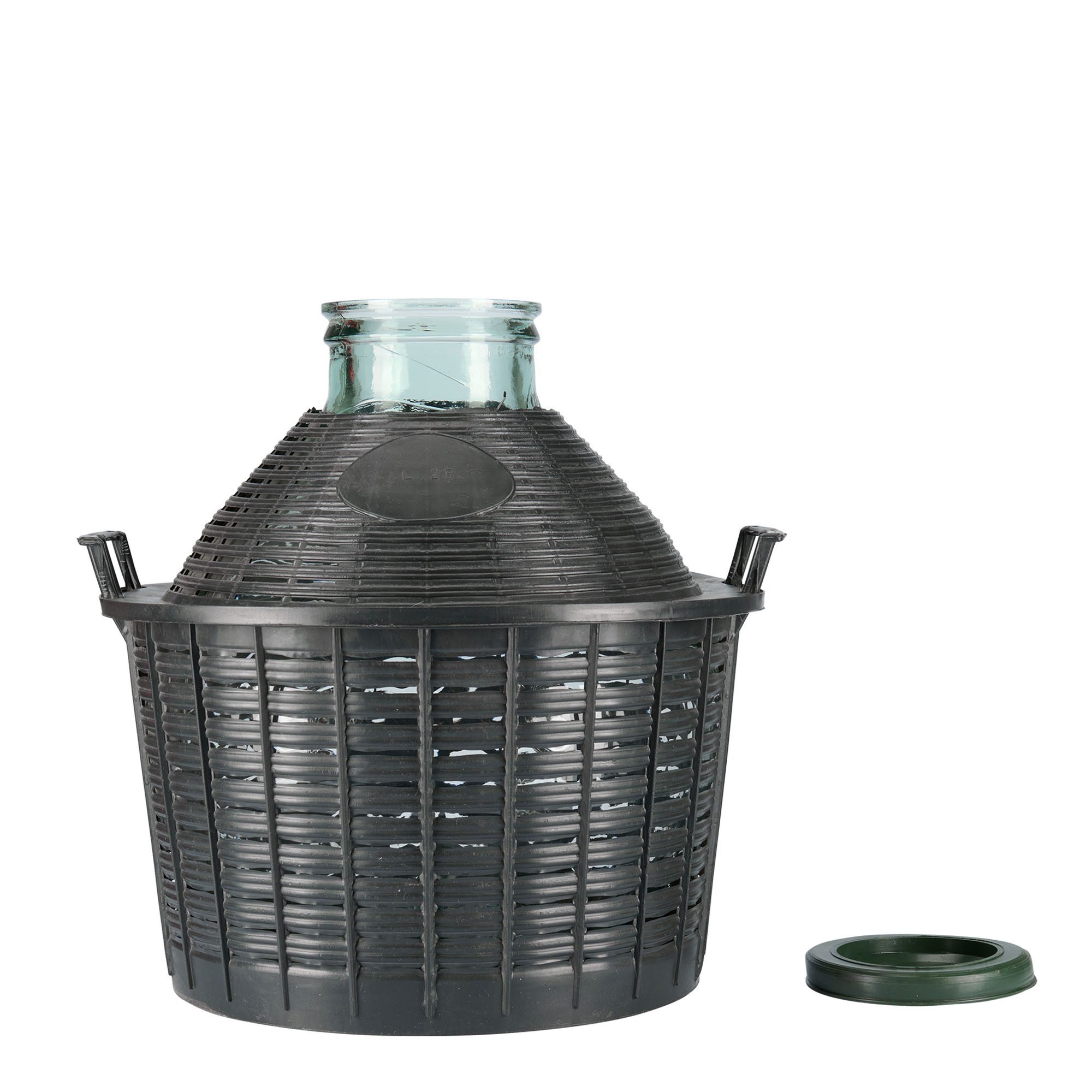 25 l ballonpalack széles nyakú, üveg, nyílás: fedéllel ellátott 25 l ballonpalack széles nyakú, üveg, nyílás: fedéllel ellátott