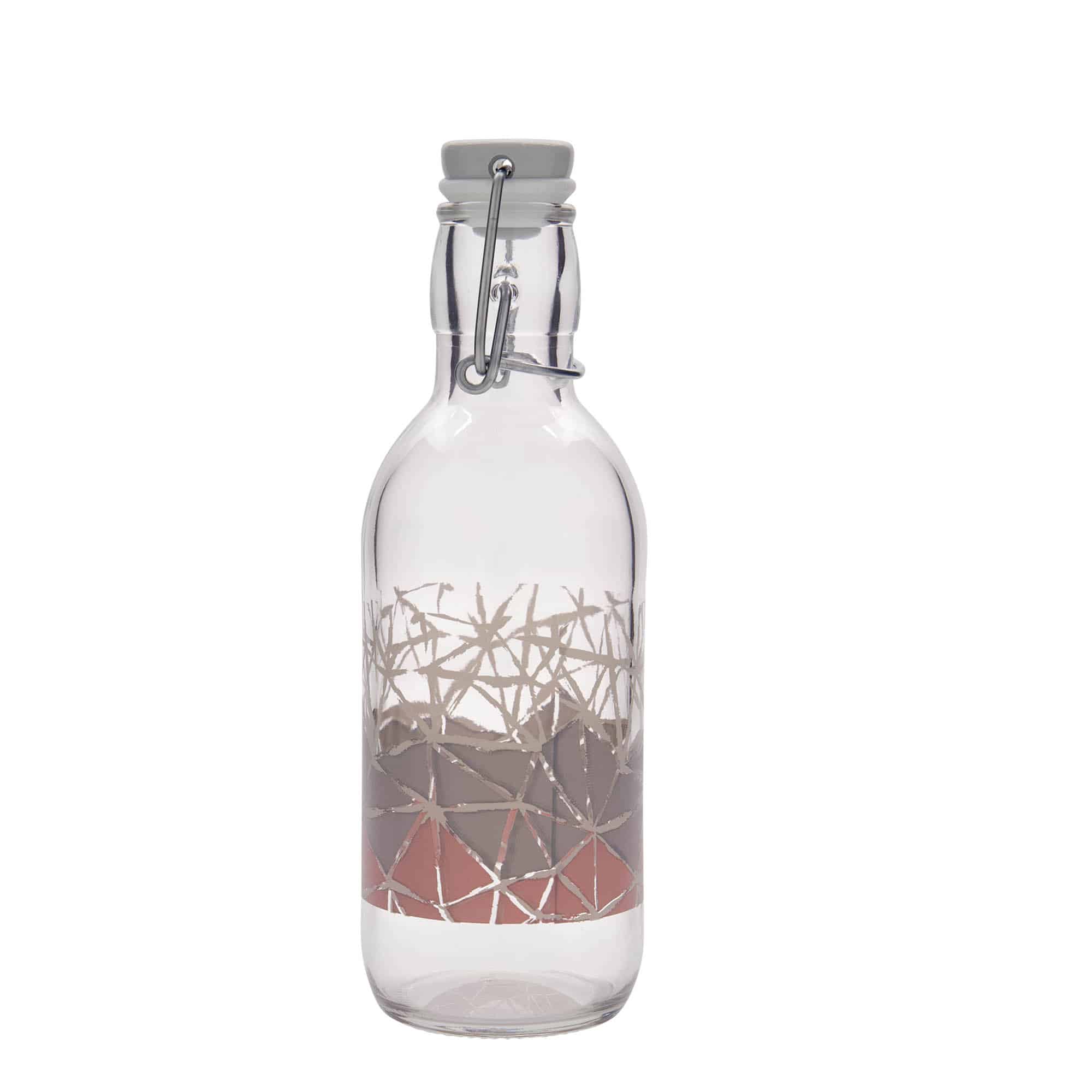 500 ml üveges palack Emilia nyomtatással 'Manolibera rosa', nyílás: patentzár