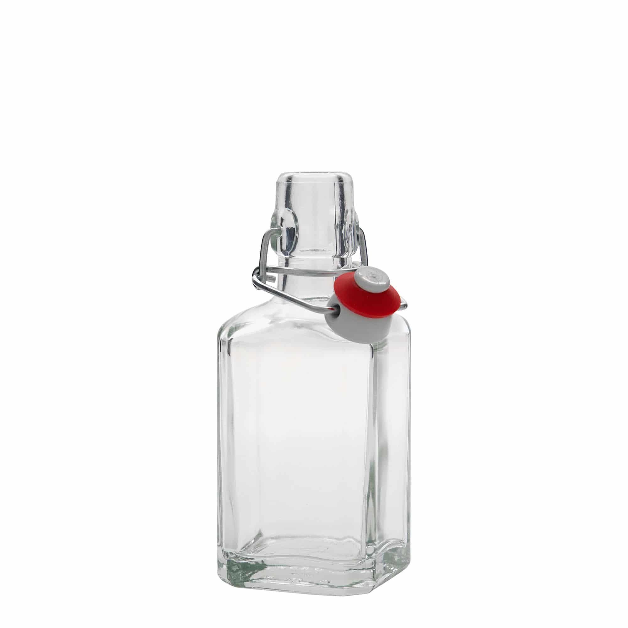 250 ml-es üvegpalack 'Rialto', négyzet alakú, szájnyílás: csatos zár