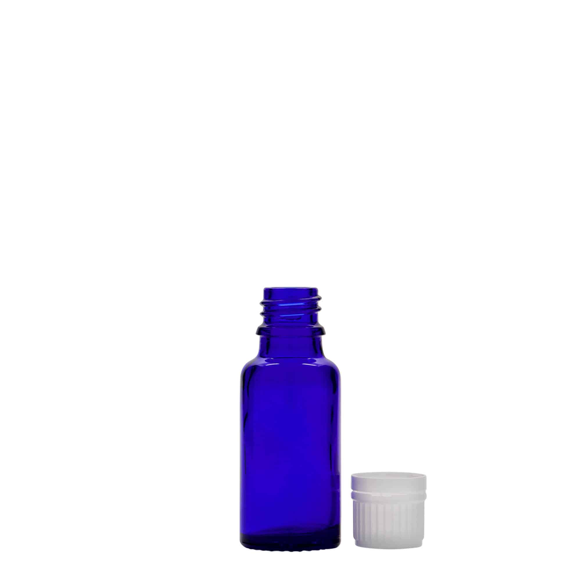 20 ml-es patikai üveg, üveg, királykék, szájnyílás: DIN 18
