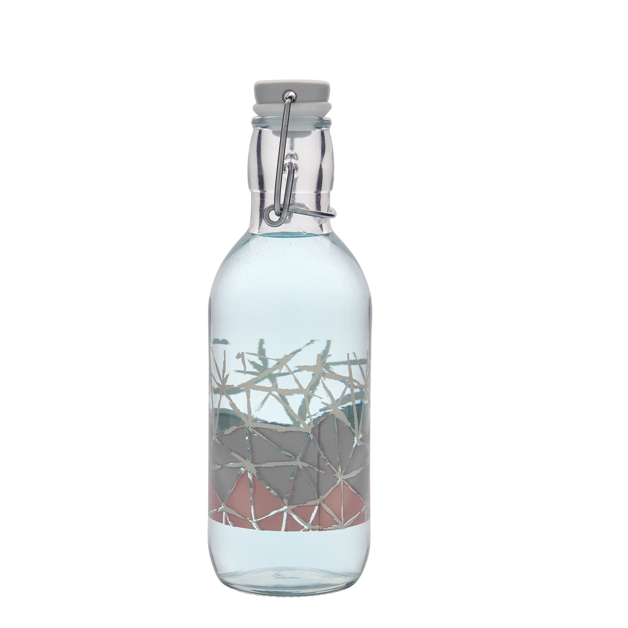 500 ml-es üvegpalack 'Emilia', motívum: Manolibera rosa, szájnyílás: csatos zár