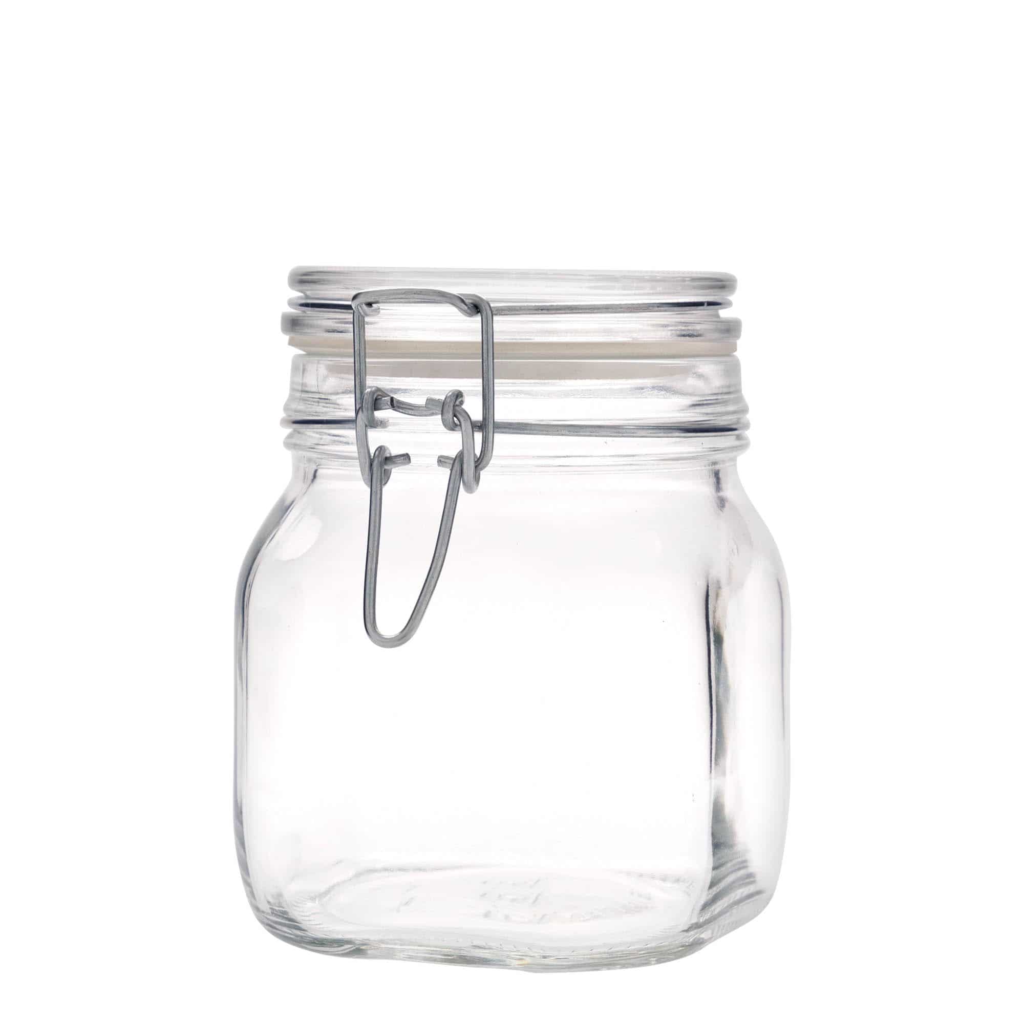 750 ml-es fémcsatos üveg 'Fido', négyzet alakú, szájnyílás: fémcsatos zár