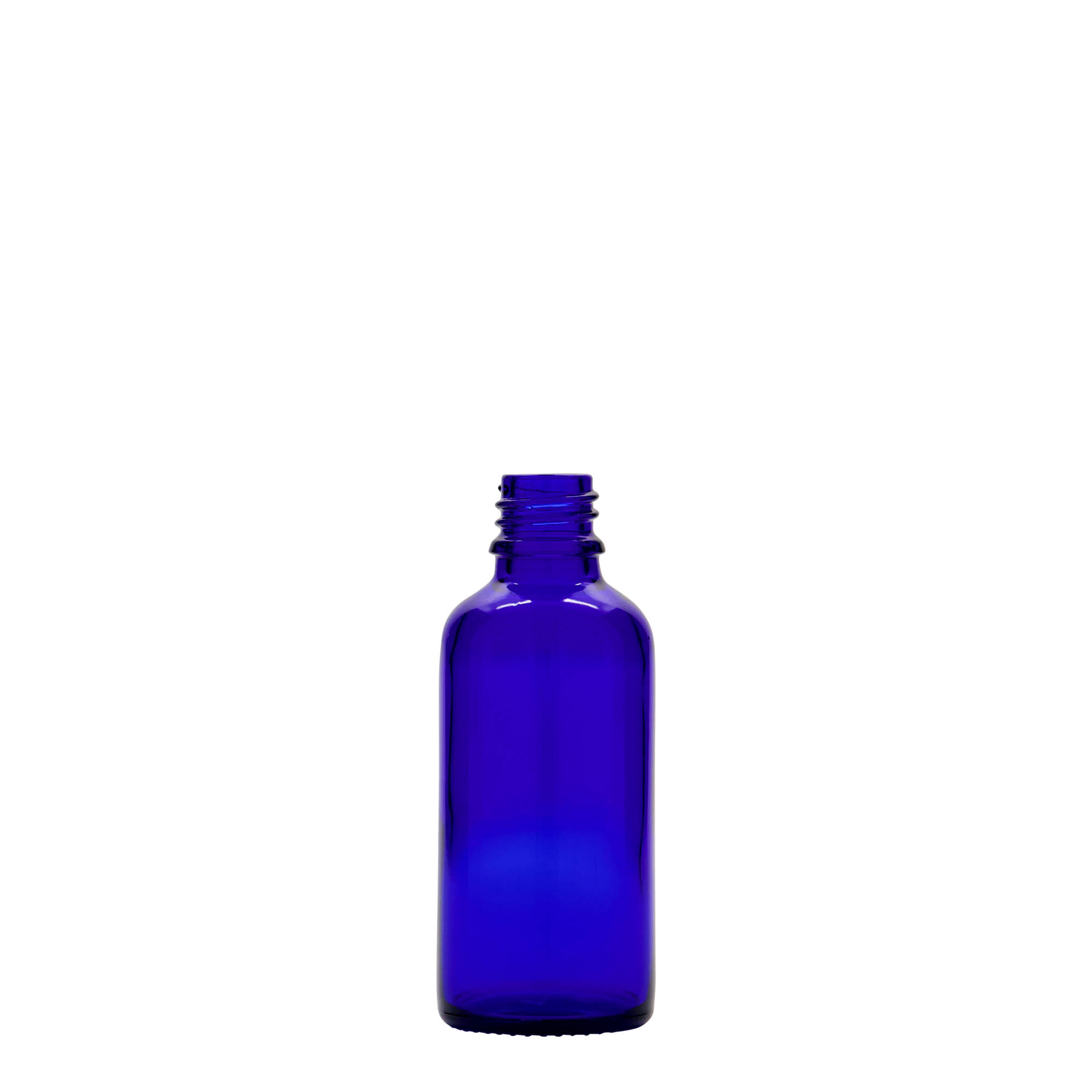 50 ml orvosi üveg, üveg, királykék, nyílás: DIN 18