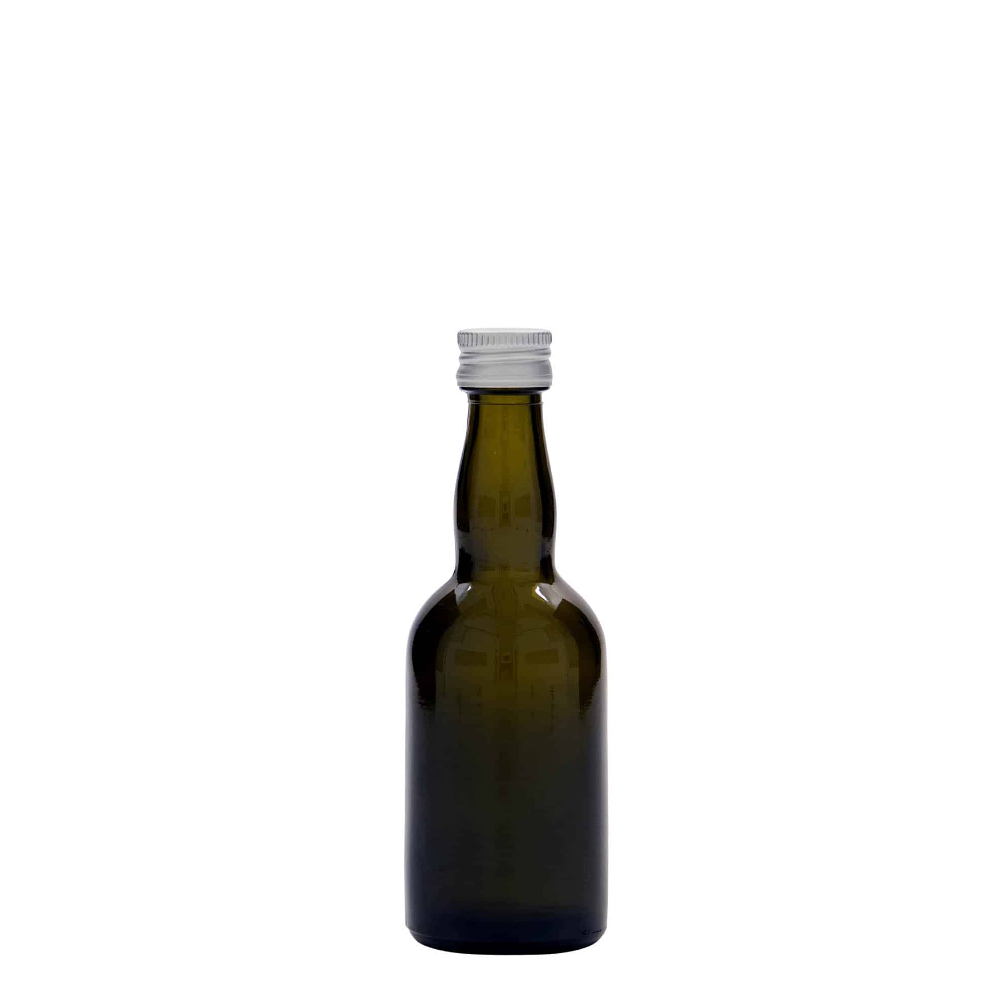 50 ml-es üvegpalack ’Proba', antikzöld, szájnyílás: PP 18