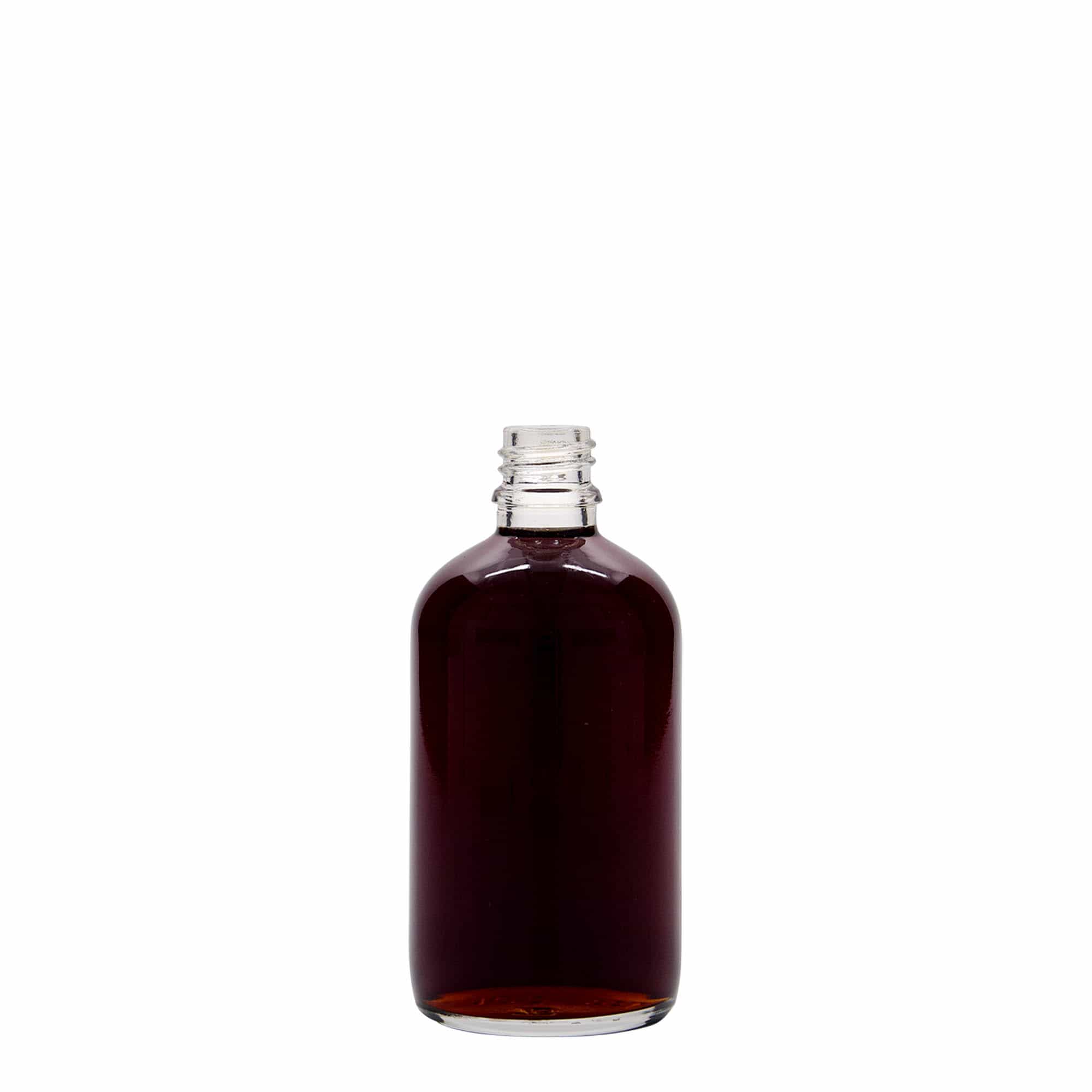 100 ml-es patikai üveg, üveg, szájnyílás: DIN 18