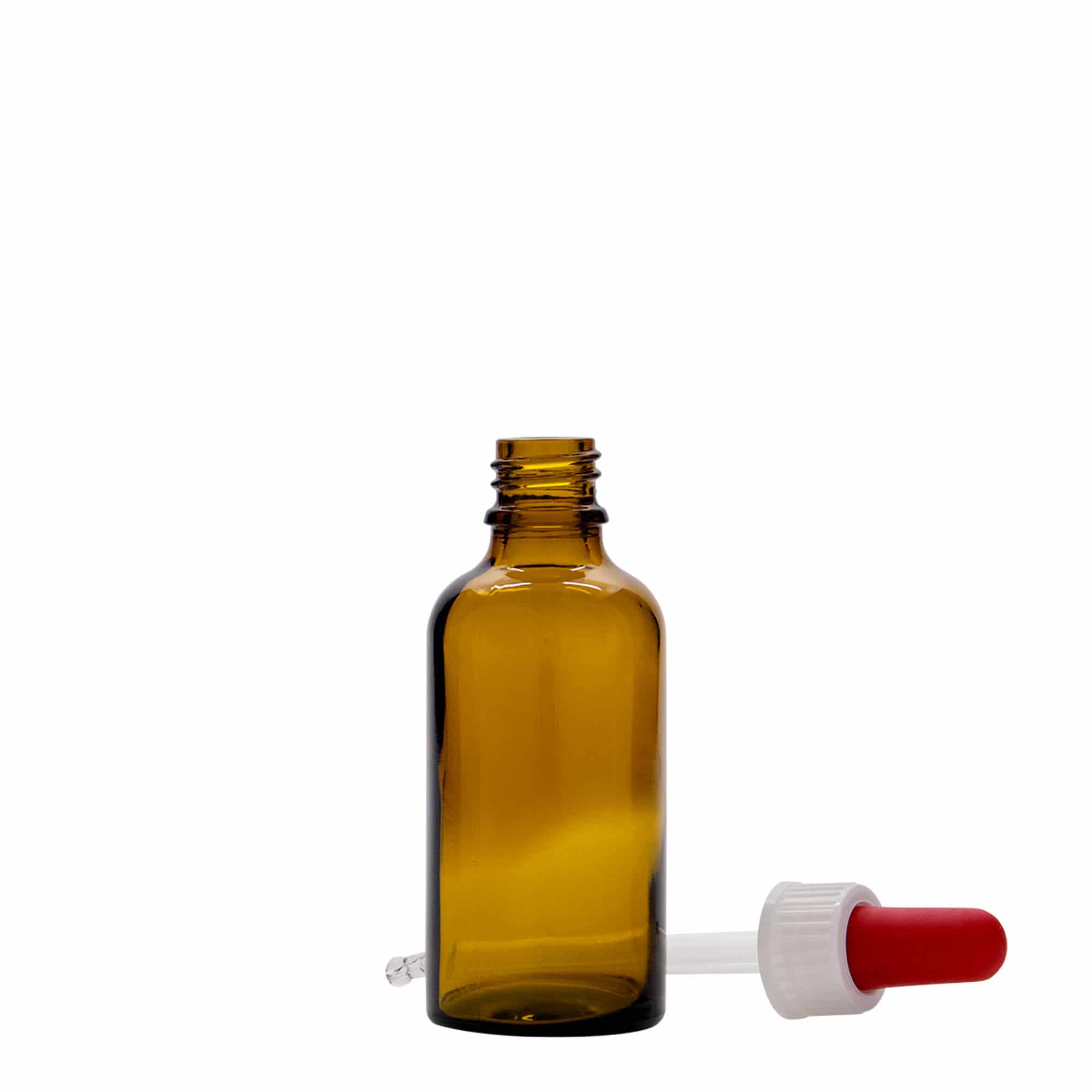 50 ml pipettás üveg, orvosi, üveg, barna-vörös, nyílás: DIN 18