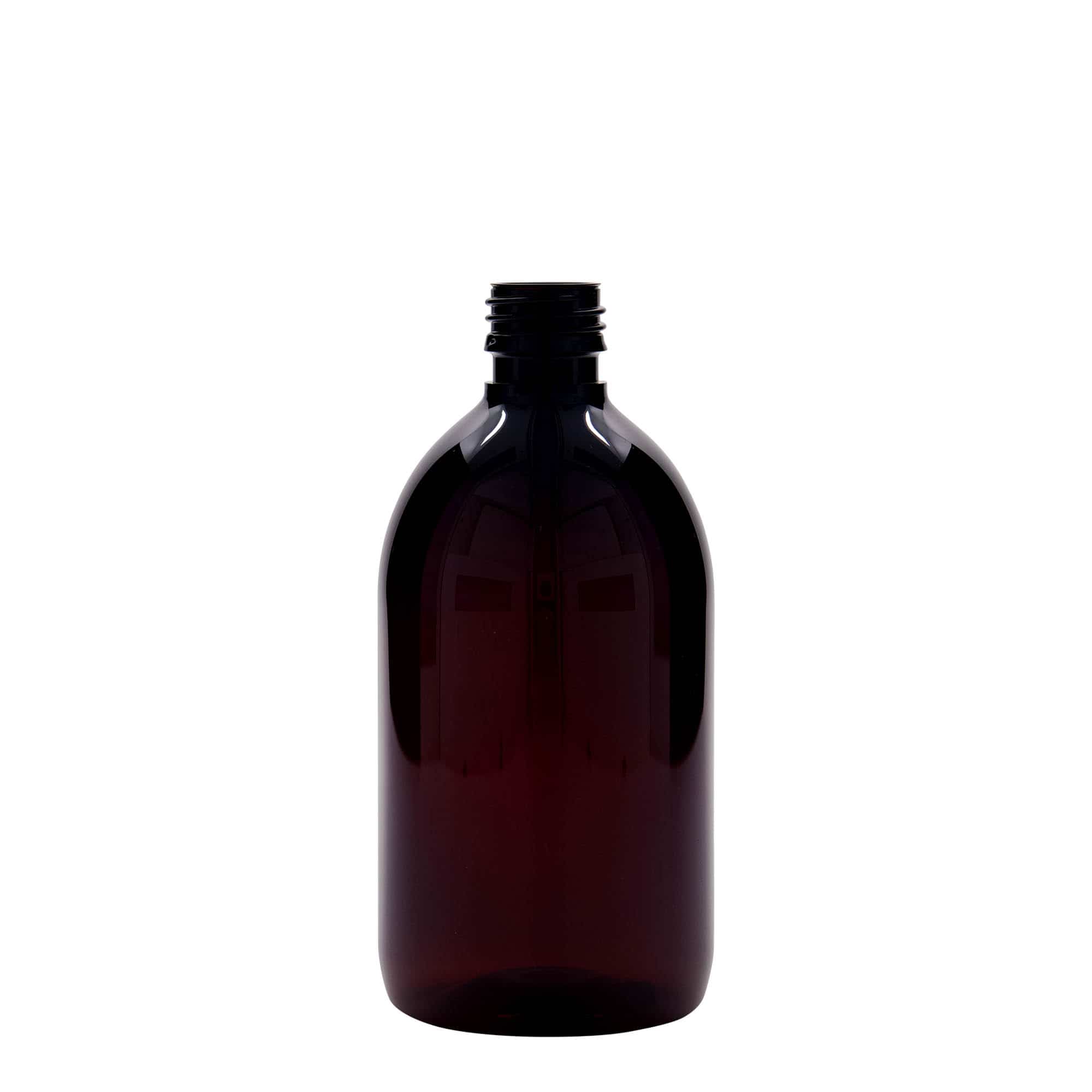 500 ml-es PET-patikai üveg, barna, műanyag, szájnyílás: PP 28 500 ml-es PET-patikai üveg, barna, műanyag, szájnyílás: PP 28