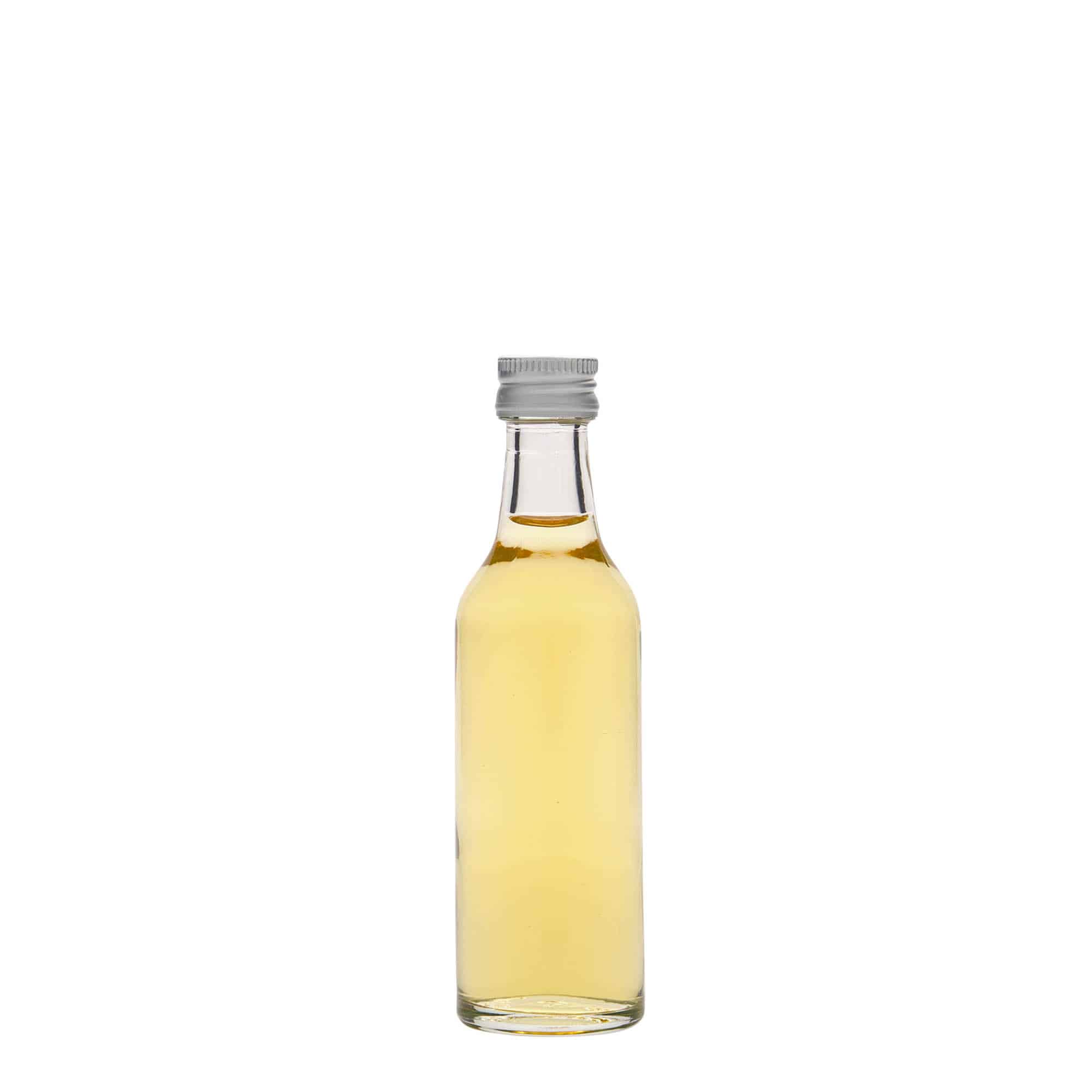 50 ml-es üvegpalack egyenes nyakú, szájnyílás: PP 28