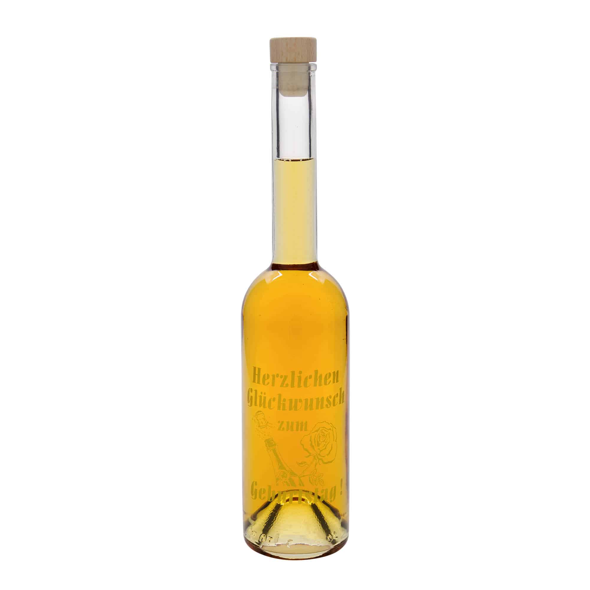 500 ml-es üvegpalack 'Opera', motívum: Születésnapi palack, szájnyílás: parafadugó