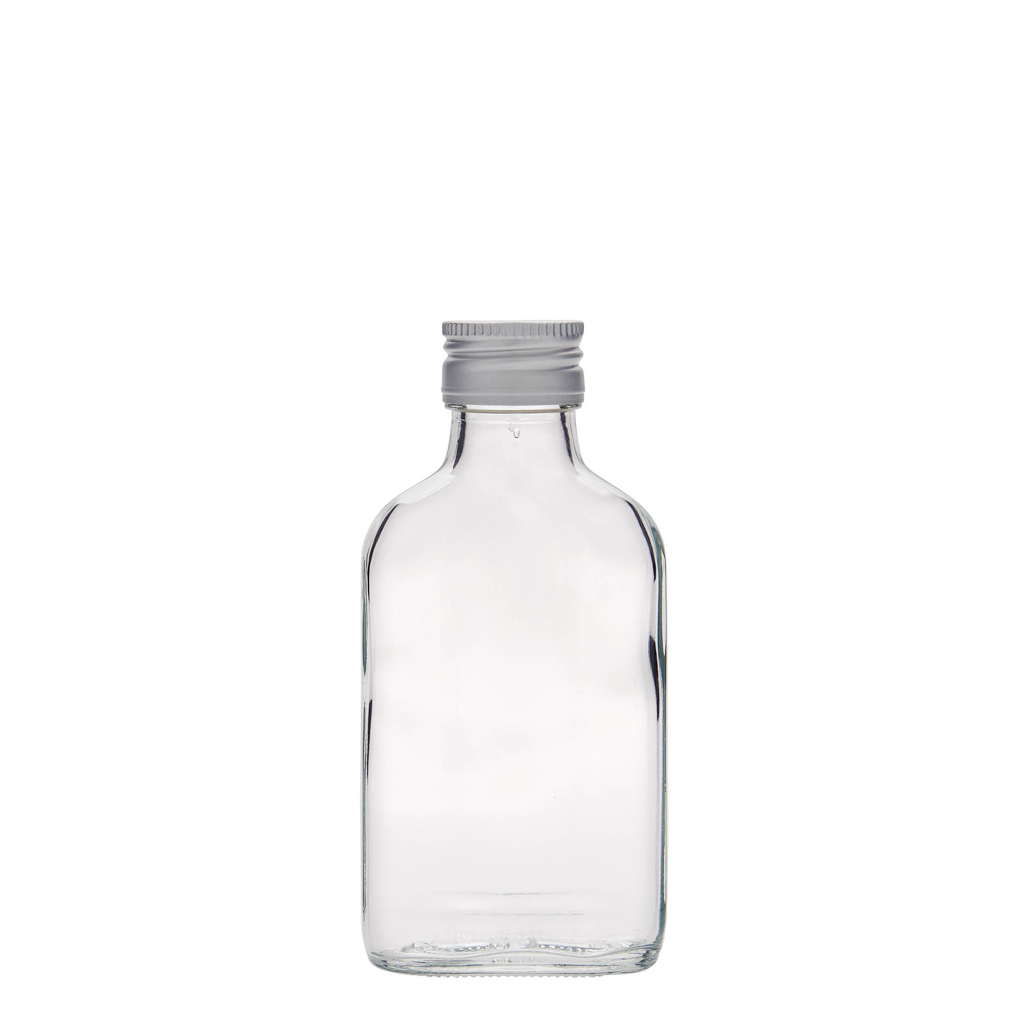 100 ml zsebflakon, téglalap alakú, üveg, nyílás: PP 28 100 ml zsebflakon, téglalap alakú, üveg, nyílás: PP 28