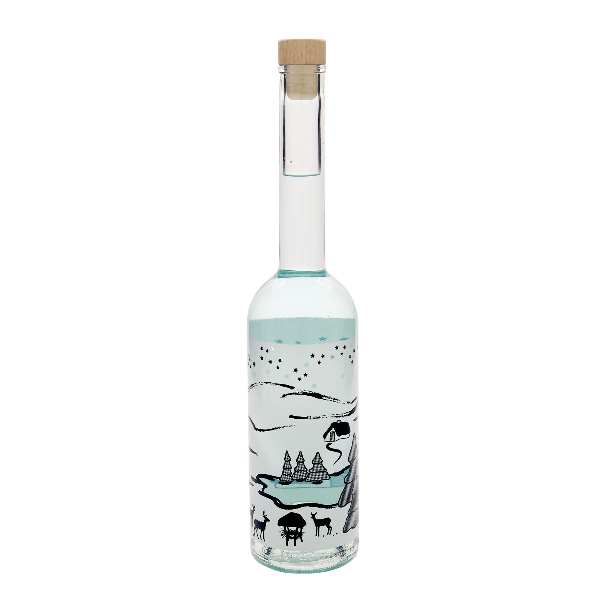 500 ml-es üvegpalack 'Opera', motívum: Téli álom Bianco, szájnyílás: parafadugó