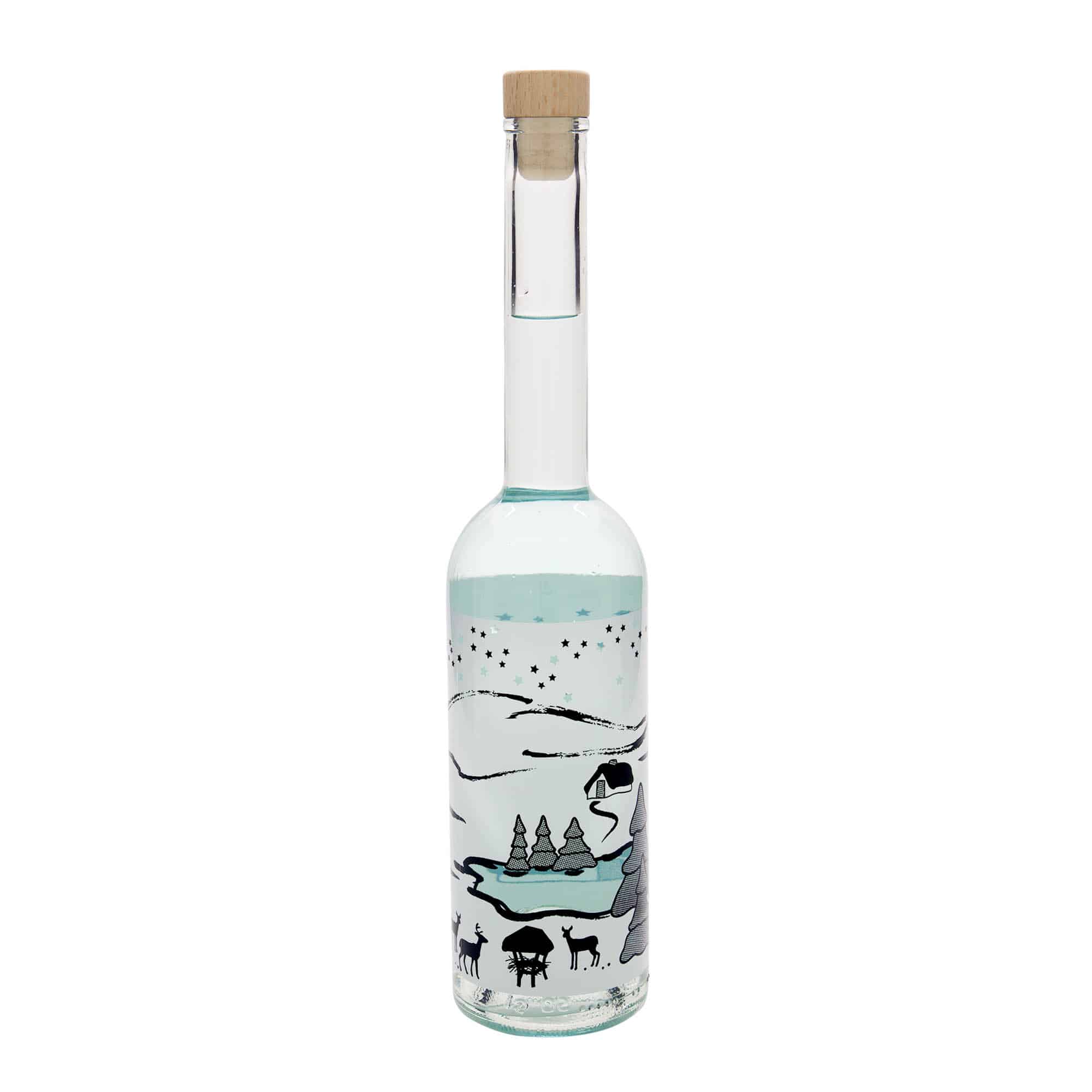500 ml üvegpalack 'Opera', motívum: Téli álom-Bianco, nyak: parafa