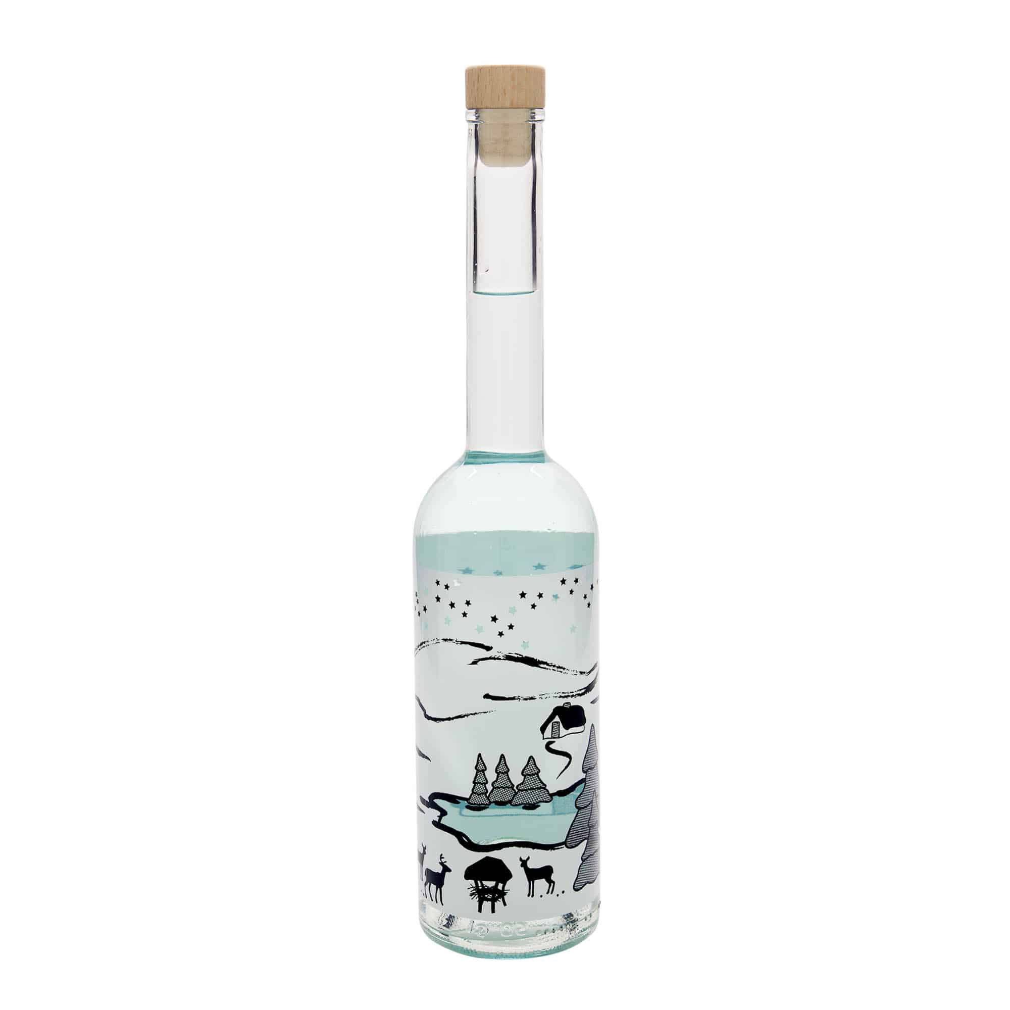 500 ml üvegpalack 'Opera', motívum: Téli álom-Bianco, nyak: parafa
