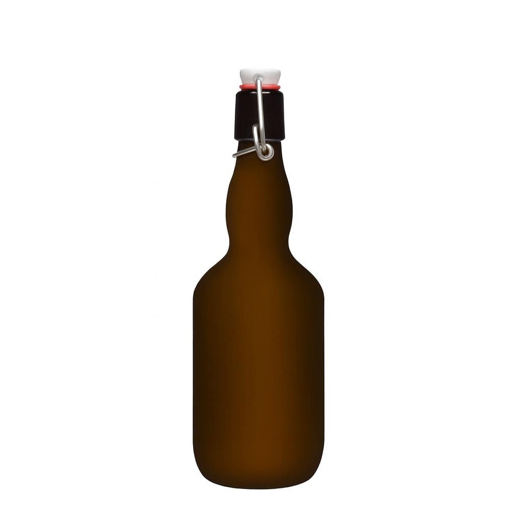 500 ml sörösüveg, nyakán dudorral, üveg, antikzöld, zárás: kampós zár