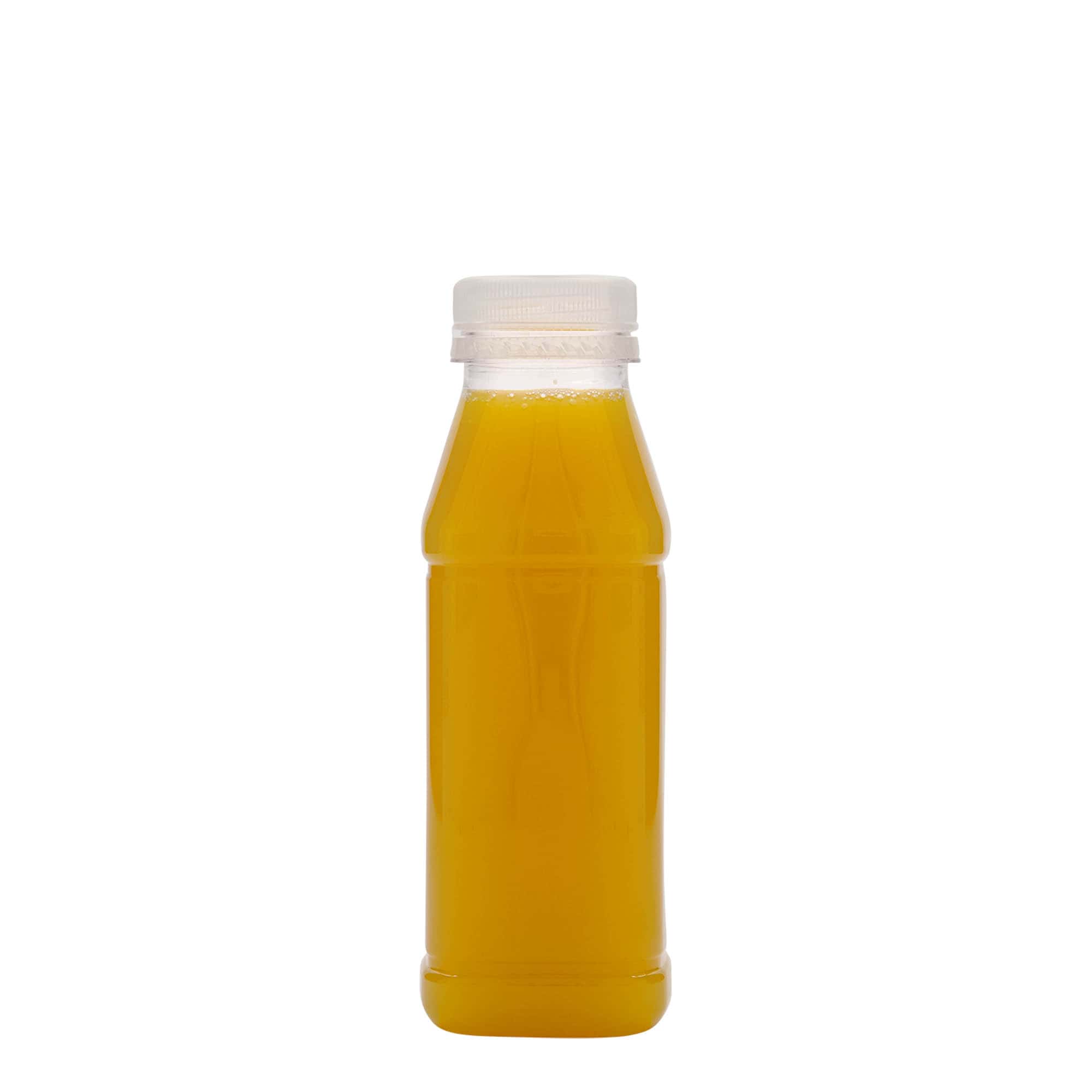 330 ml PET-palack 'Milk and Juice Carré', négyzet alakú, műanyag, nyakátmérő: 38 mm