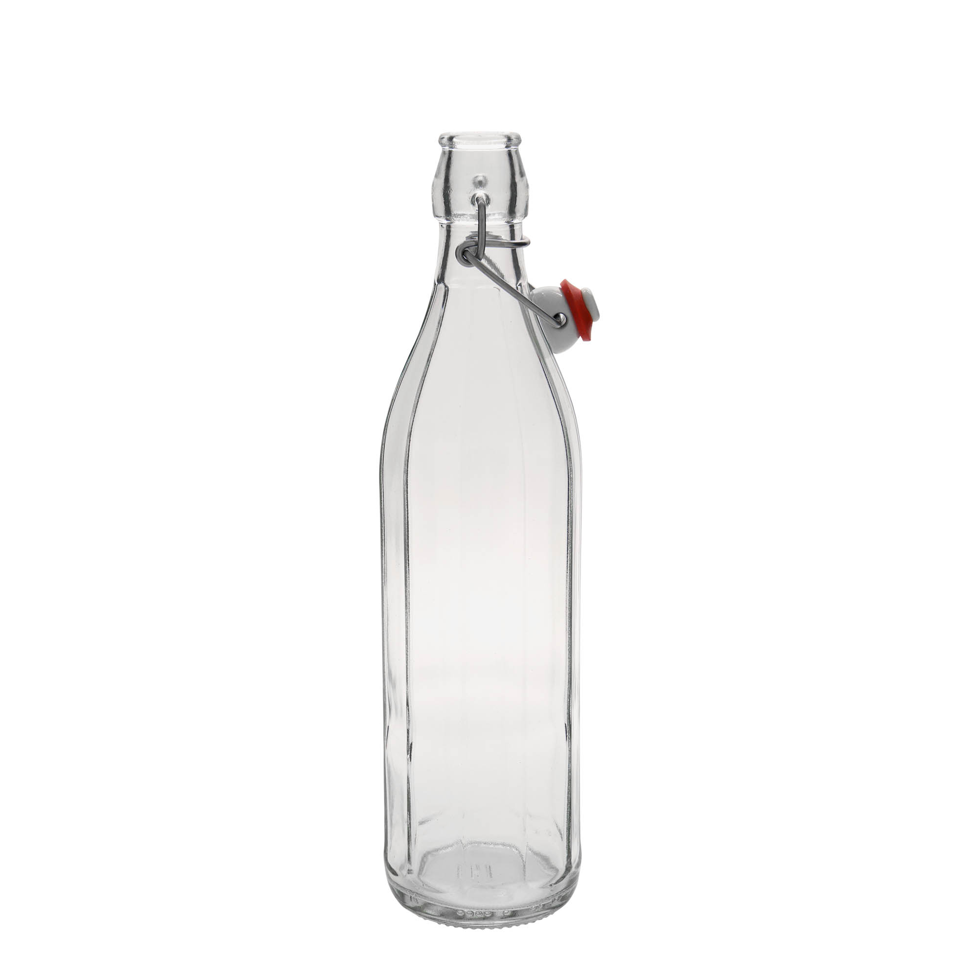 750 ml üvegpalack 'Bravo', tízszögletű, nyak: patentzár