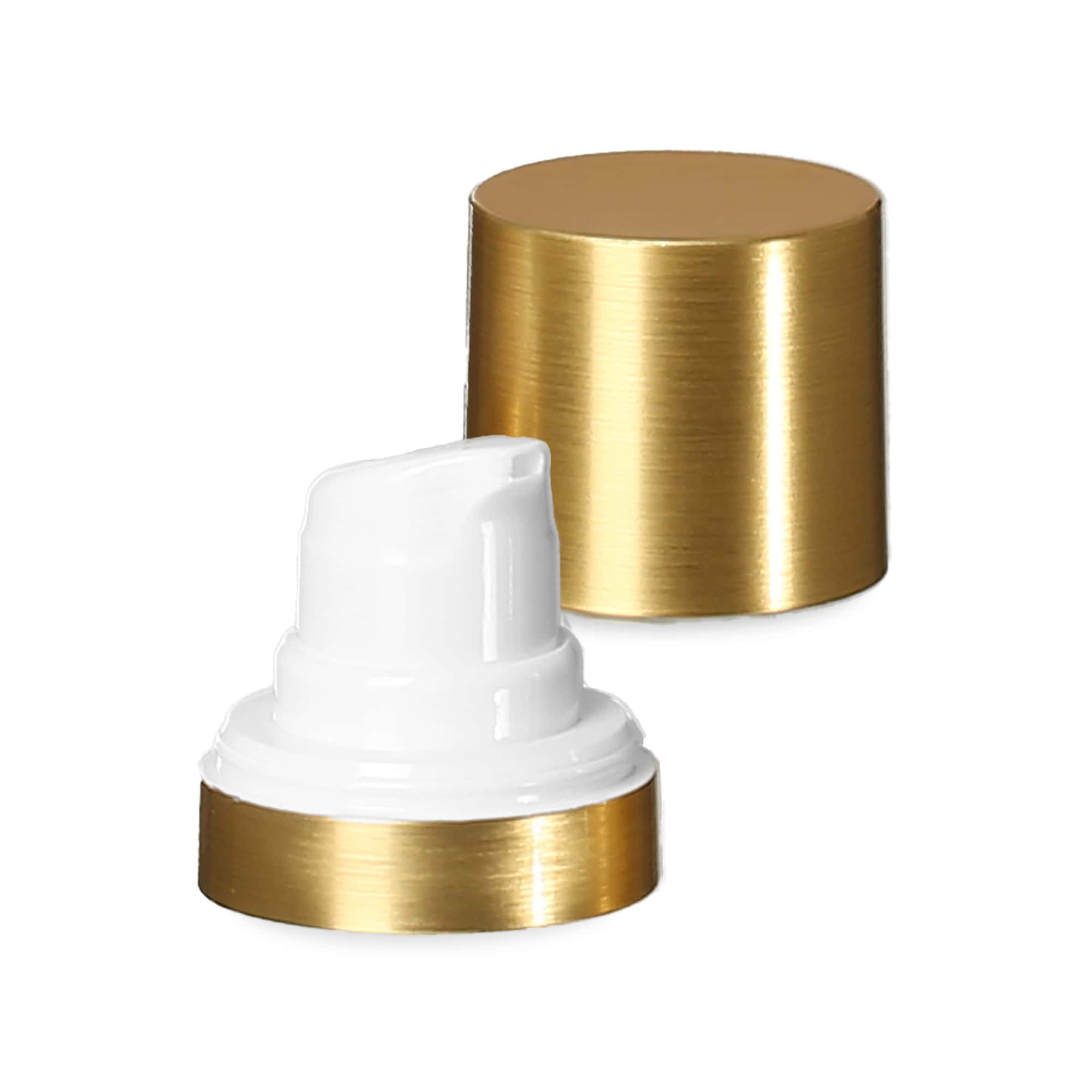Airless fej Micro arany szegéllyel + fehér, fényes csatlakozó sapka Airless fej Micro arany szegéllyel + fehér, fényes csatlakozó sapka