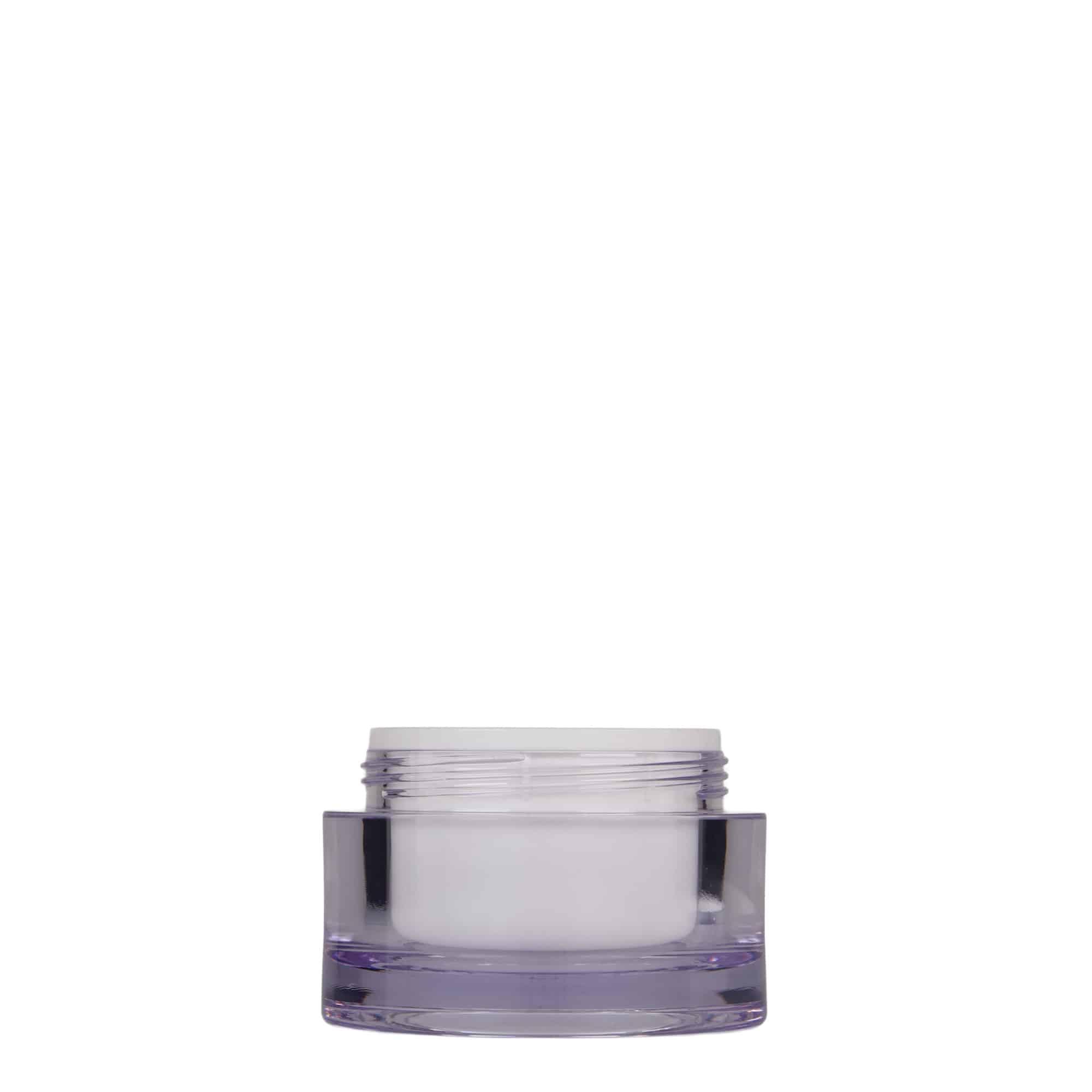 50 ml tégely, SAN műanyag, fehér, nyílás: csavarzár