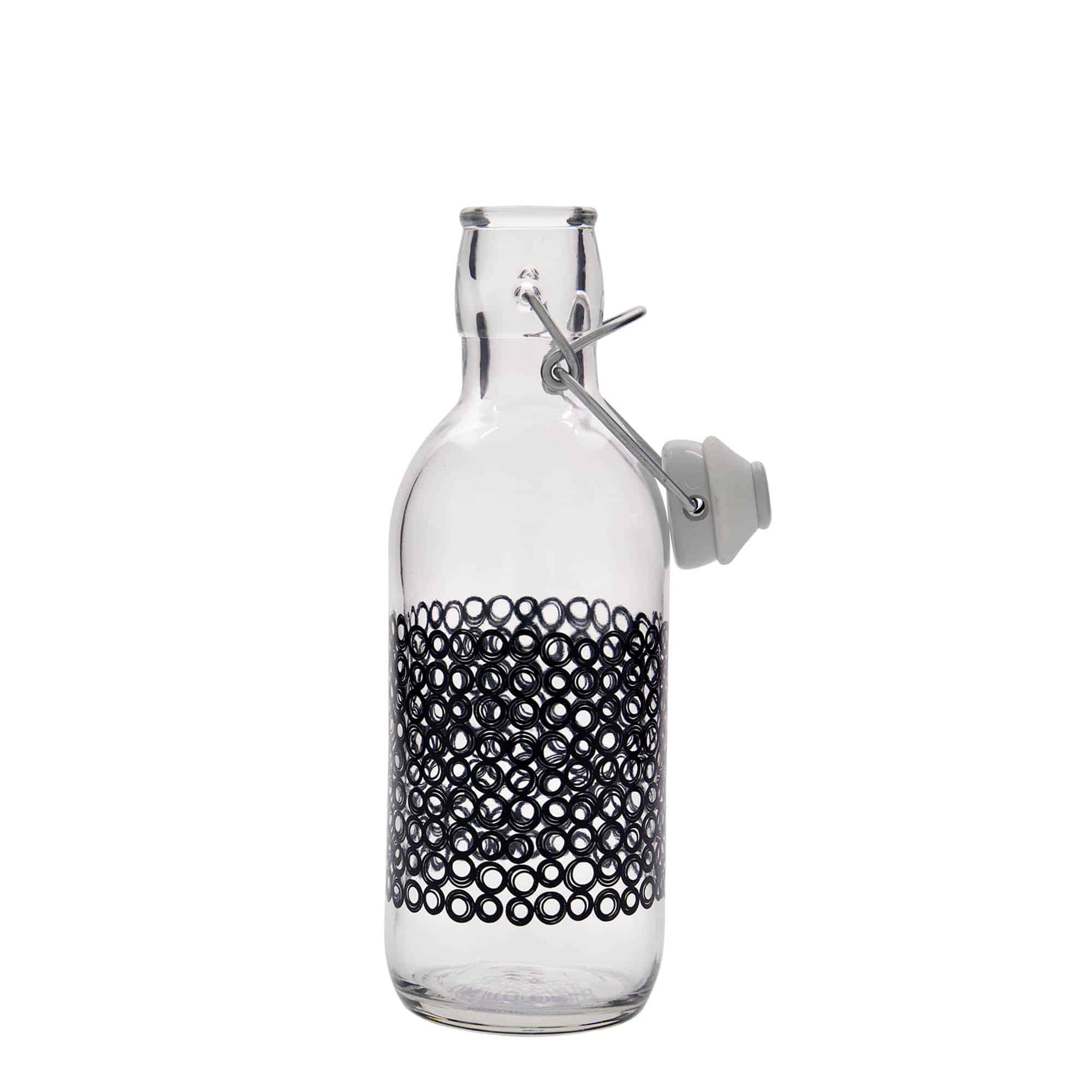 500 ml-es üvegpalack 'Emilia', motívum: Circola nero, szájnyílás: csatos zár 500 ml-es üvegpalack 'Emilia', motívum: Circola nero, szájnyílás: csatos zár