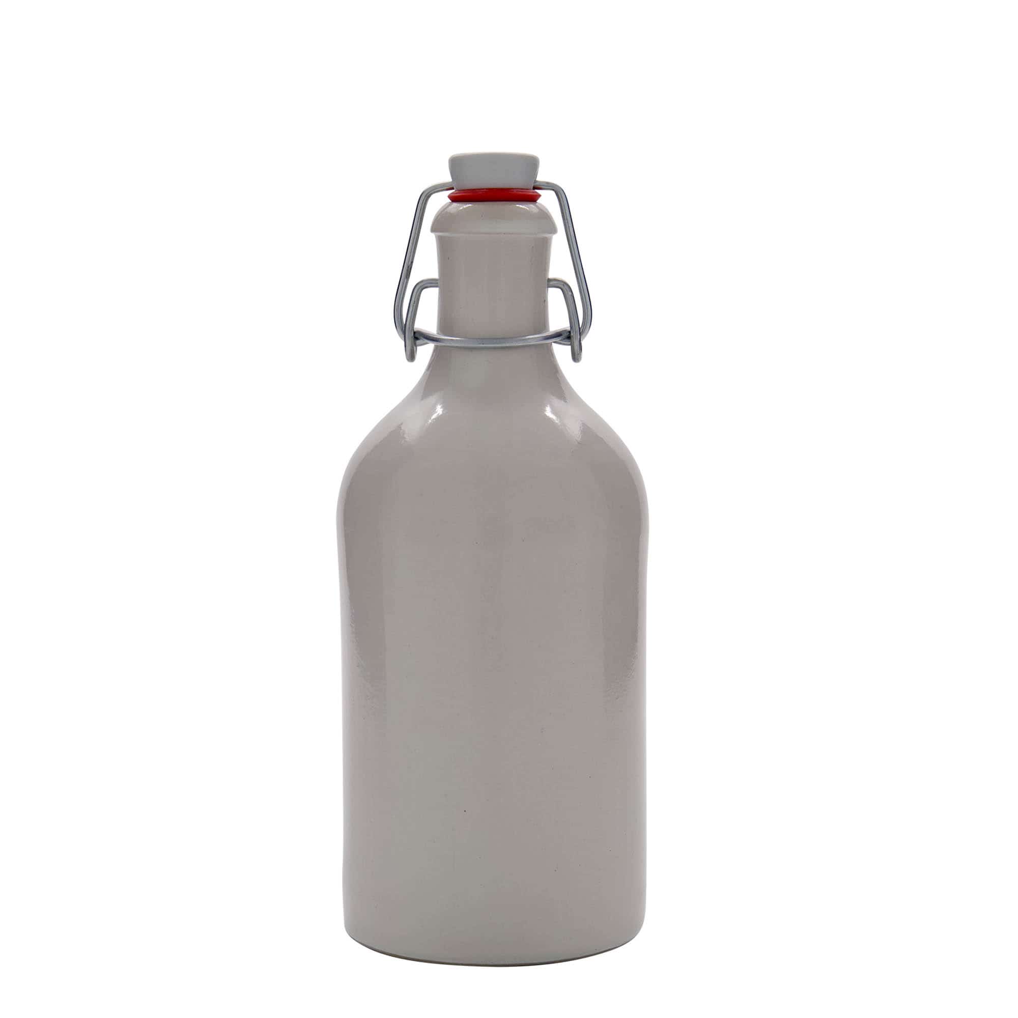 500 ml-es agyagkorsó, kőagyag, fehér, szájnyílás: csatos zár