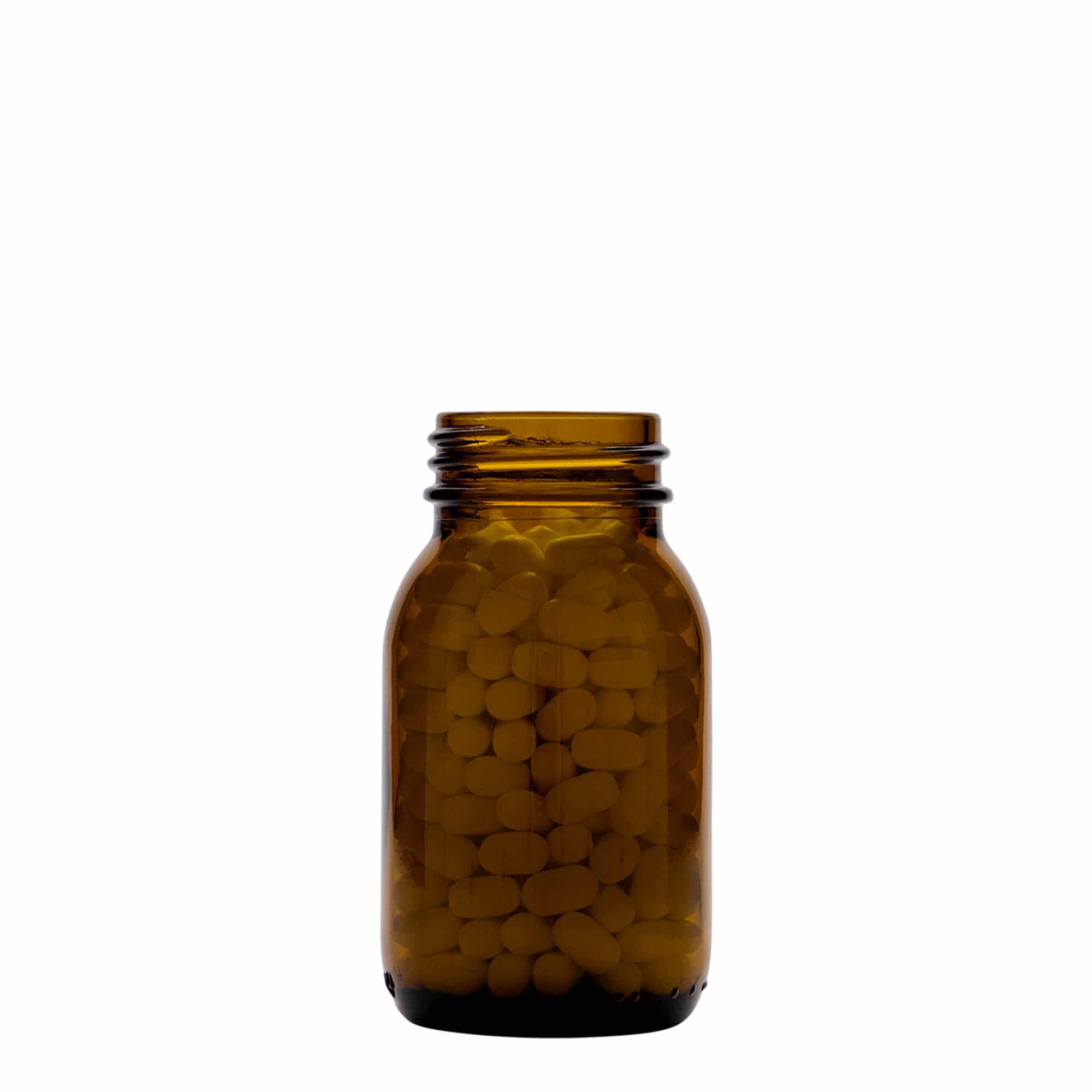 125 ml-es széles nyakú üveg, barna, szájnyílás: DIN 40