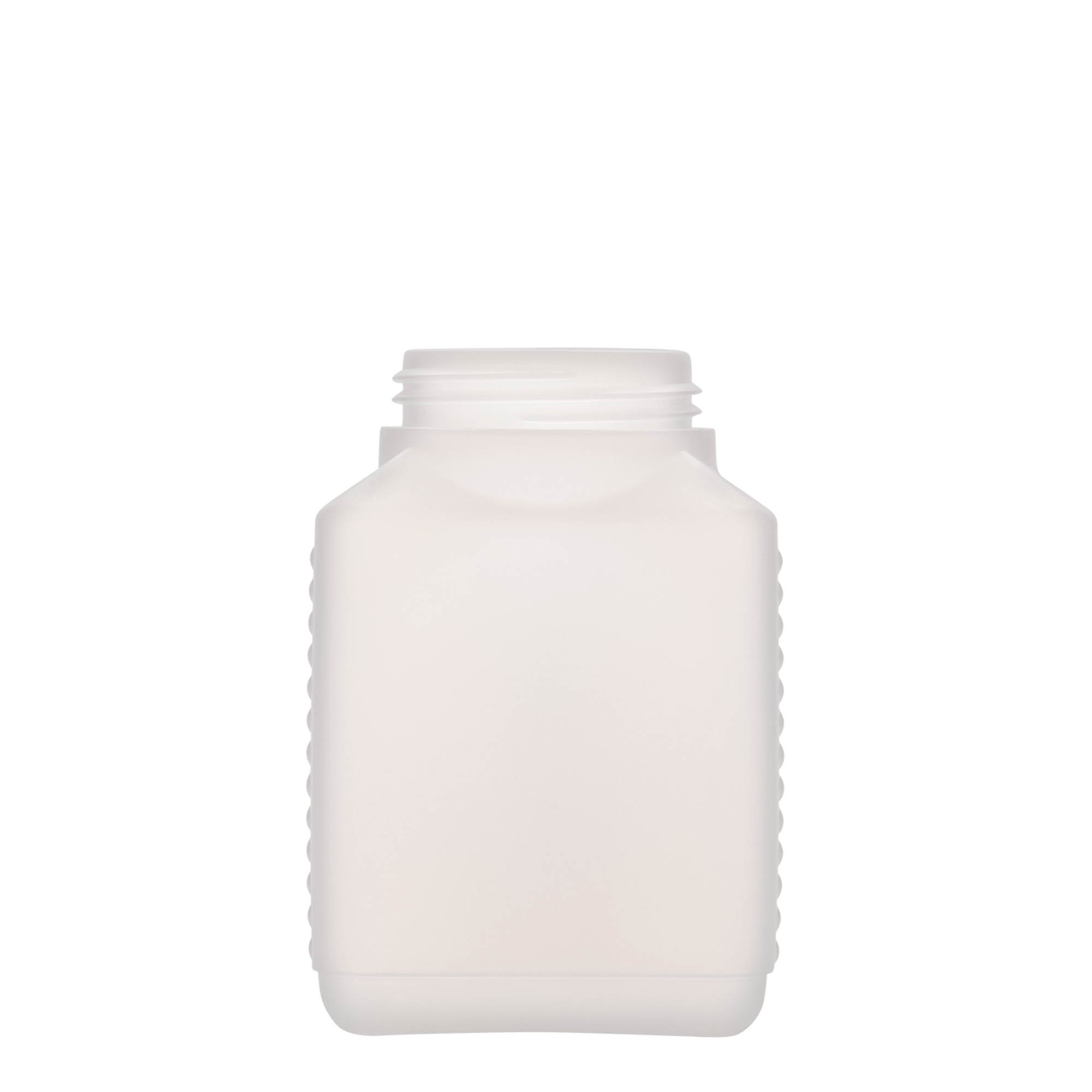 500 ml széles nyakú palack, téglalap alakú, HDPE műanyag, természetes, nyílás: DIN 60 EPE 500 ml széles nyakú palack, téglalap alakú, HDPE műanyag, természetes, nyílás: DIN 60 EPE