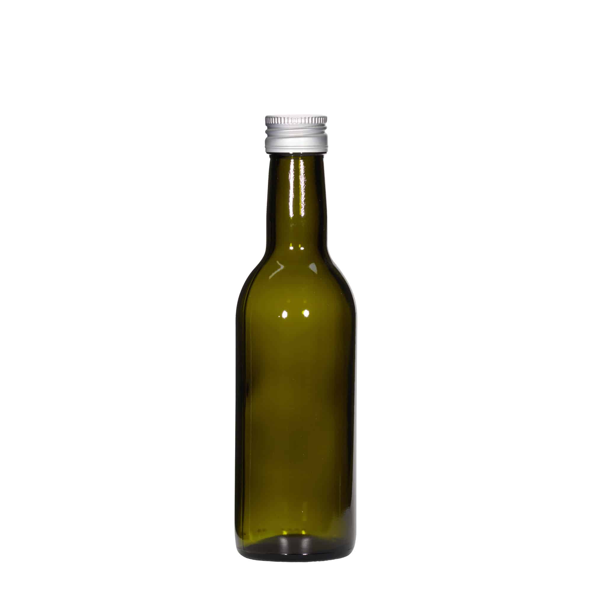 250 ml üvegpalack 'Bordeaux', antikzöld, nyílás: PP 28
