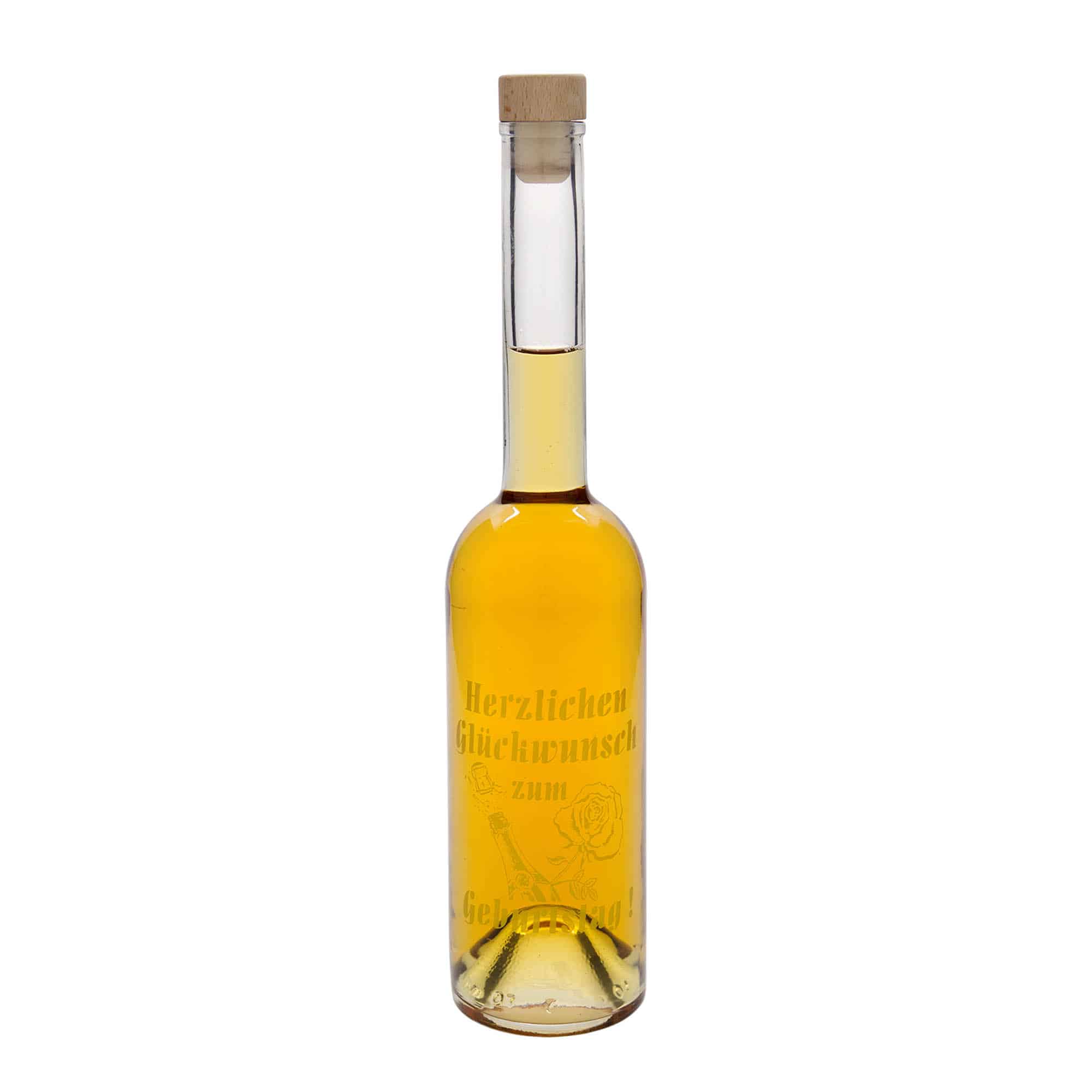 500 ml-es üvegpalack 'Opera', motívum: Alma, szájnyílás: parafadugó