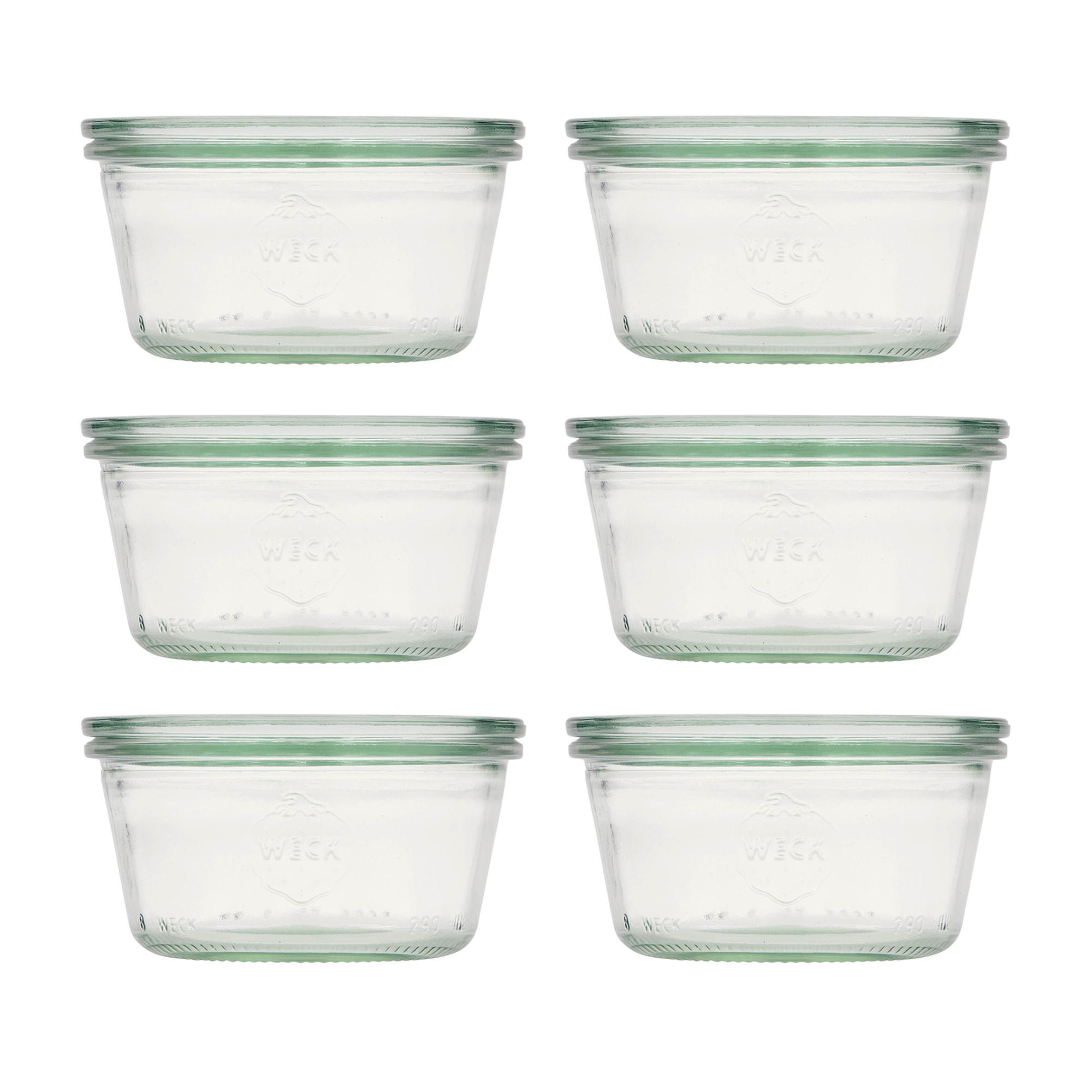 6x 290 ml lapos Felfordítható WECK-üveg üvegfedéllel RR 100