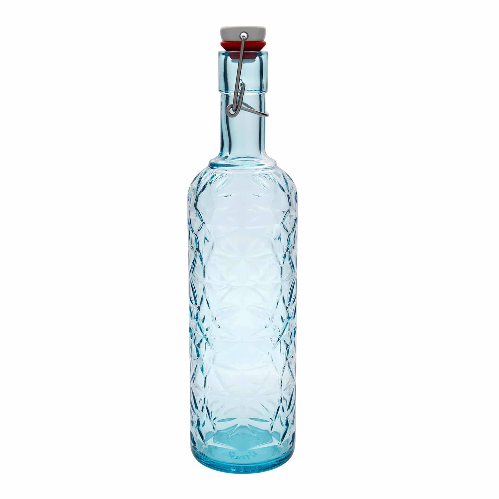 1.000 ml üvegpalack 'Oriente', azúrkék, nyílás: patentzár