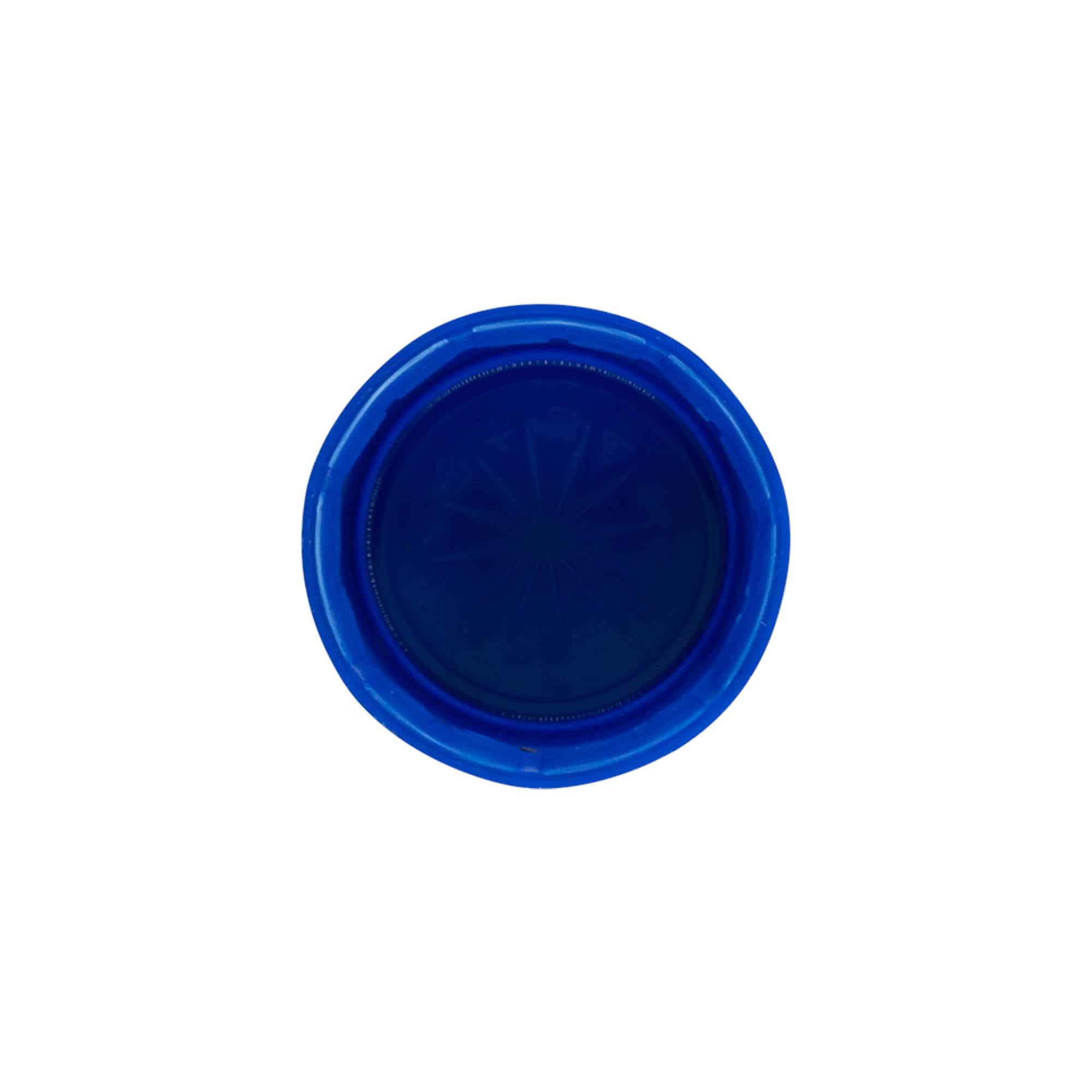 Csavaros kupak kettős menettel, PE-műanyag, kék, a következő szájnyíláshoz: PET 38 mm