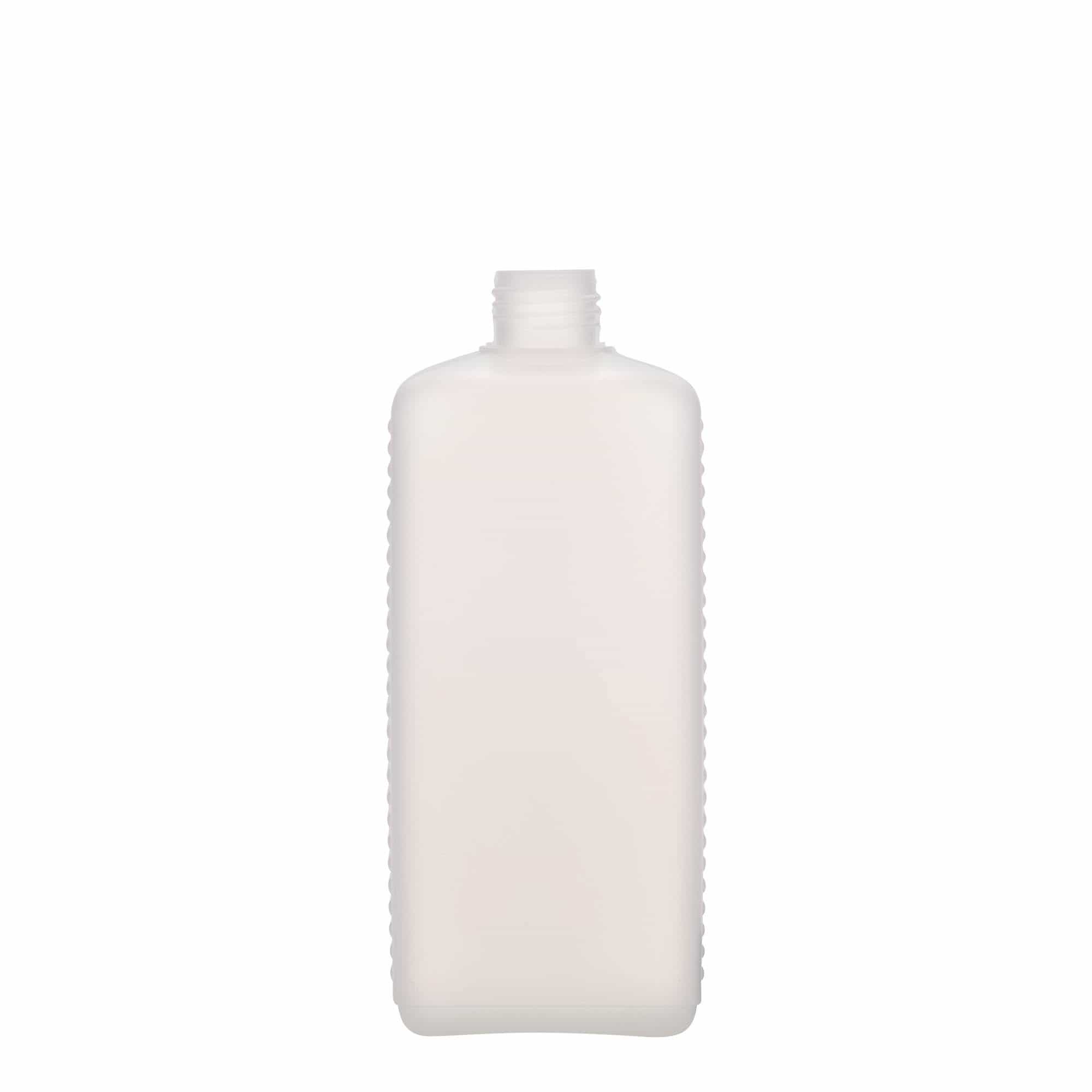 500 ml-es kaniszterpalack, négyszögletű, HDPE-műanyag, natúr, szájnyílás: DIN 25 EPE 500 ml-es kaniszterpalack, négyszögletű, HDPE-műanyag, natúr, szájnyílás: DIN 25 EPE