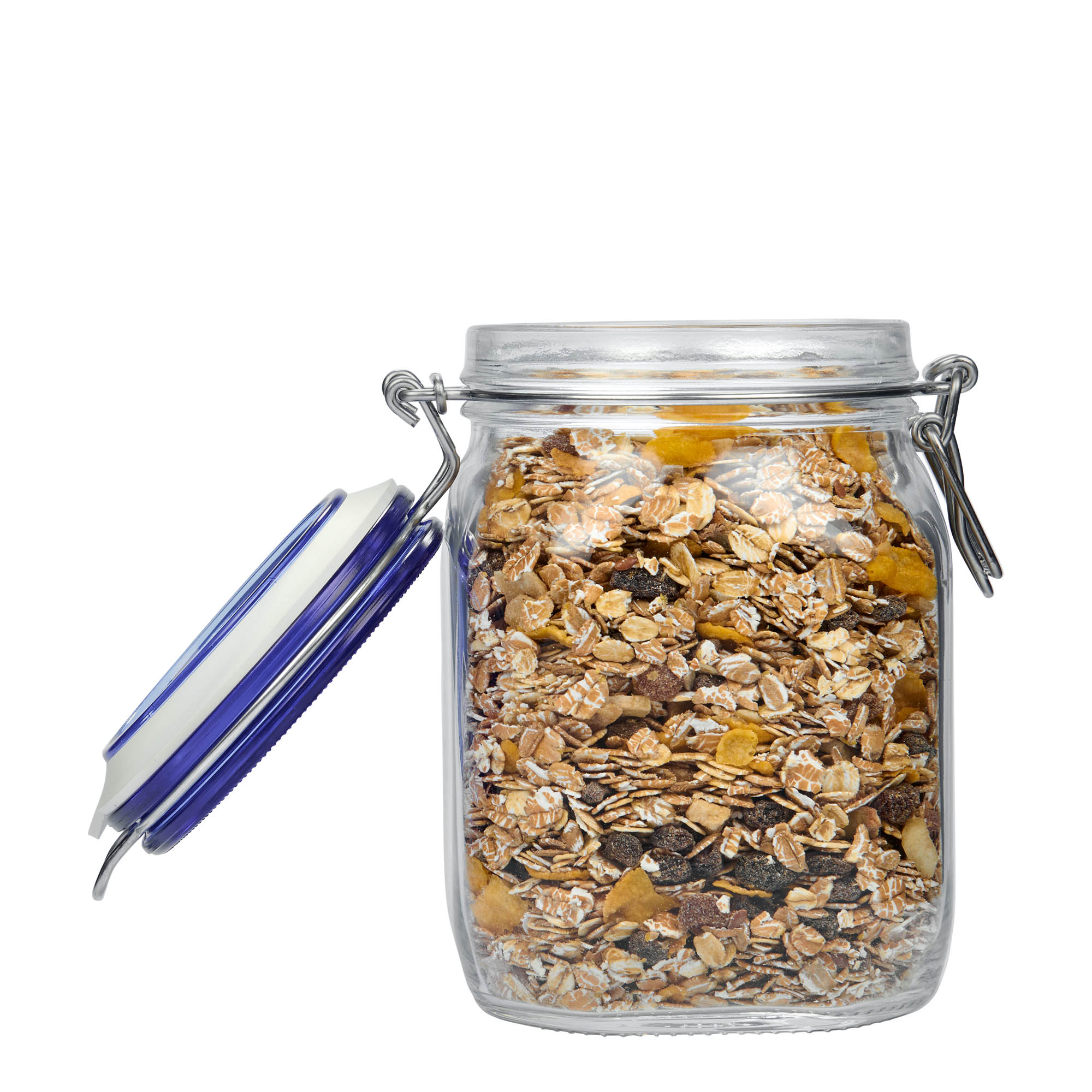 1.000 ml 'Fido' drótfüles üveg, kék tető, négyzet alakú, nyílás: drótfüles záróelem 1.000 ml 'Fido' drótfüles üveg, kék tető, négyzet alakú, nyílás: drótfüles záróelem