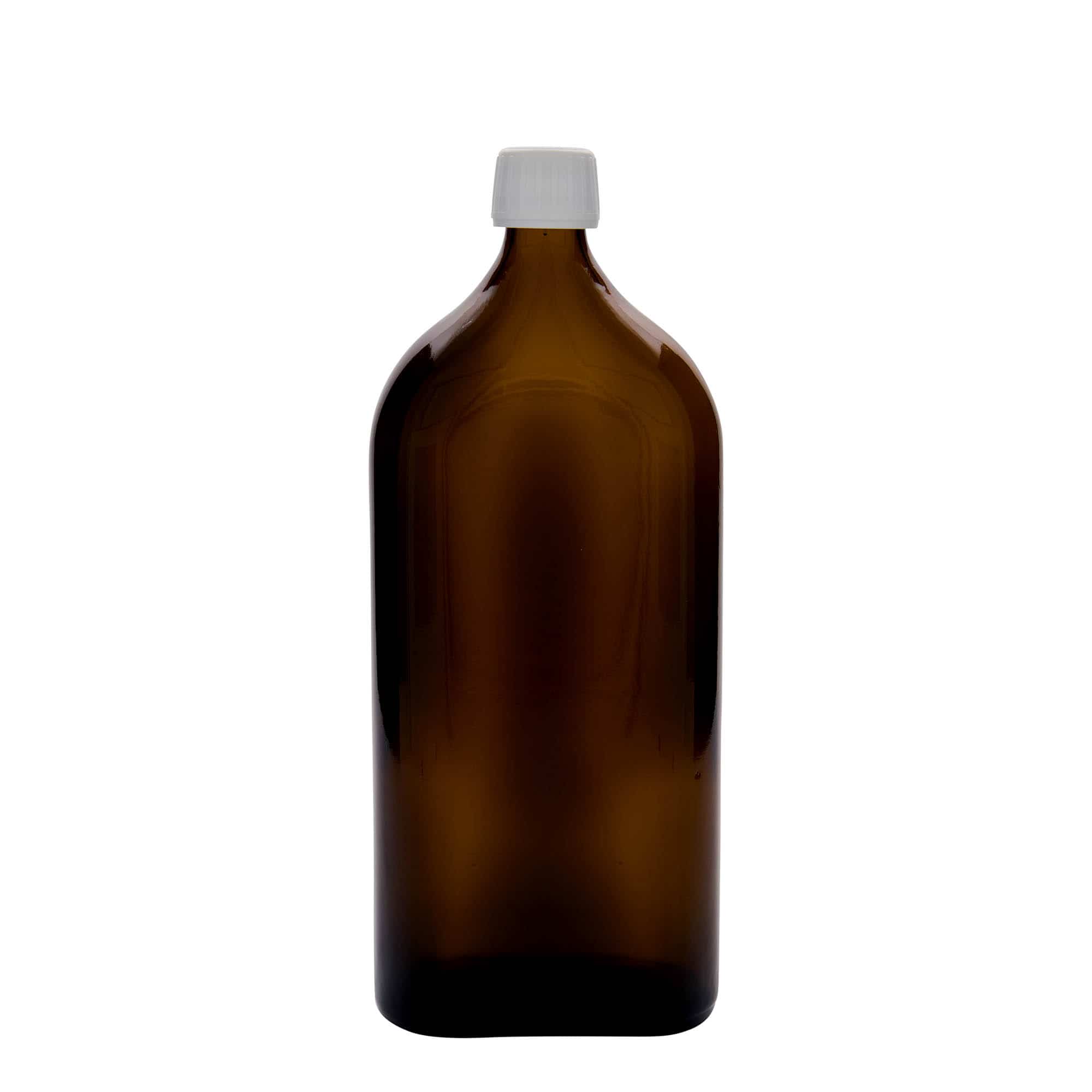 1000 ml-es patikai üveg Meplat, ovális, üveg, barna, szájnyílás: PP 28