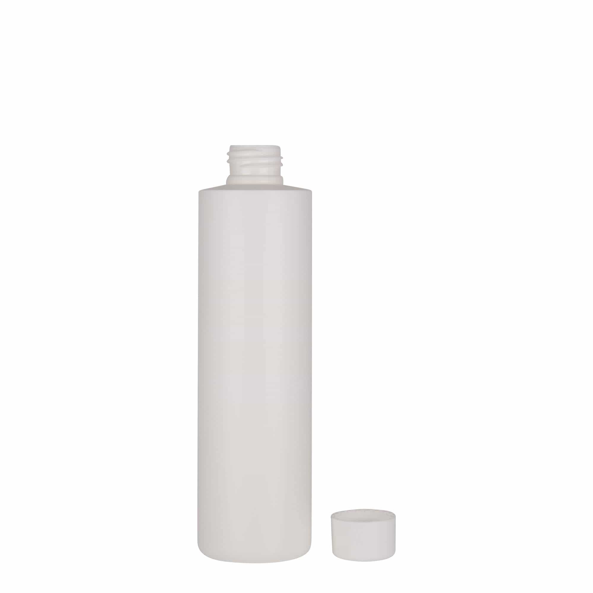 250 ml-es műanyag palack 'Pipe', Green HDPE, fehér, szájnyílás: GPI 24/410