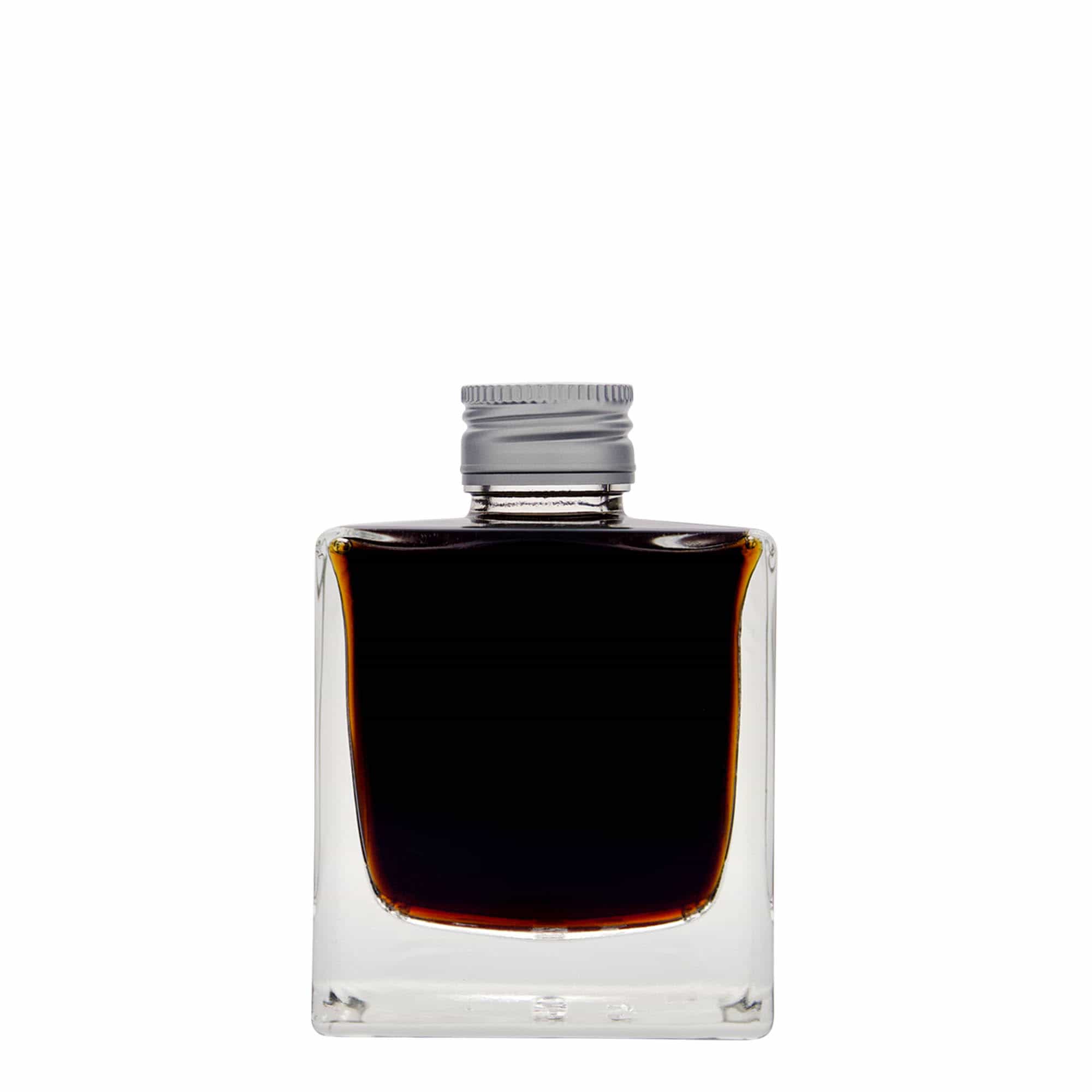 200 ml üvegpalack 'Cube', négyzet alakú, nyak: PP 28