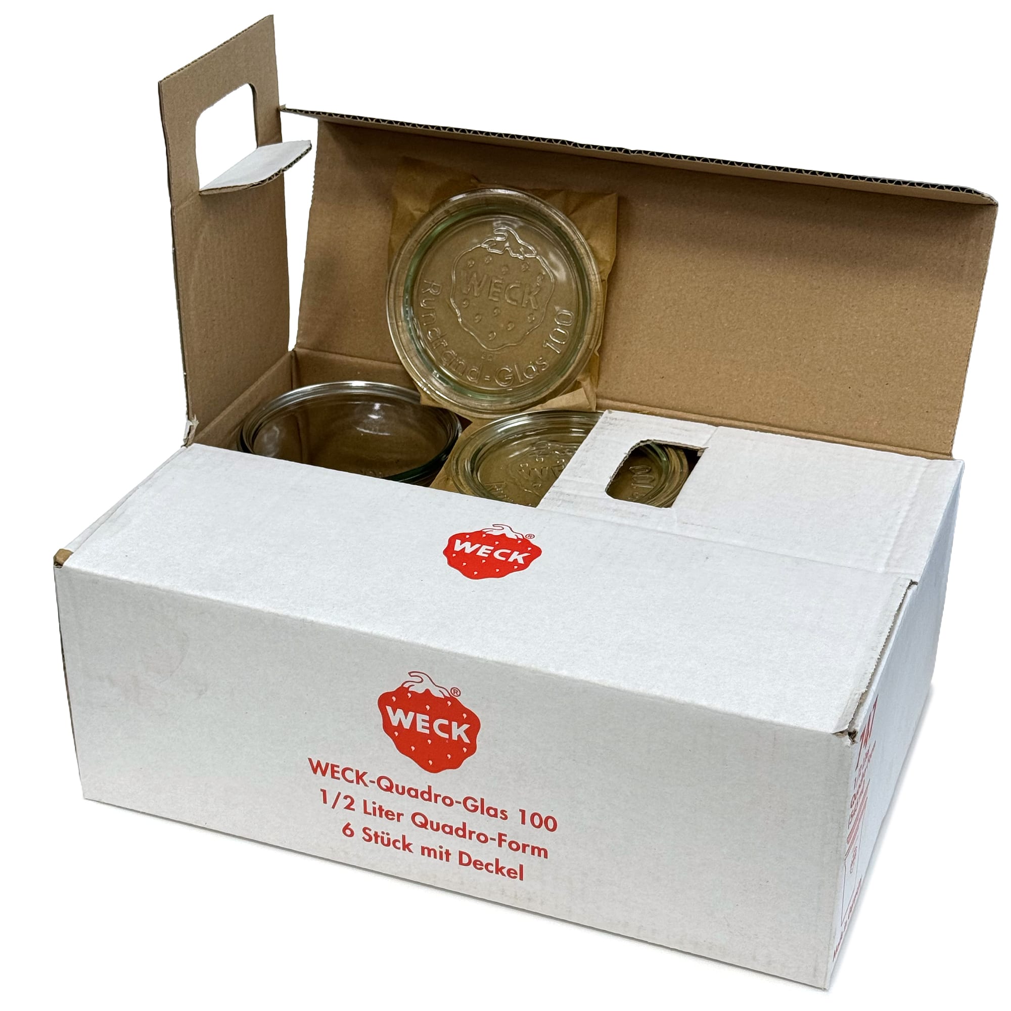 6x 545 ml WECK Quadro-üveg üvegfedéllel RR 100