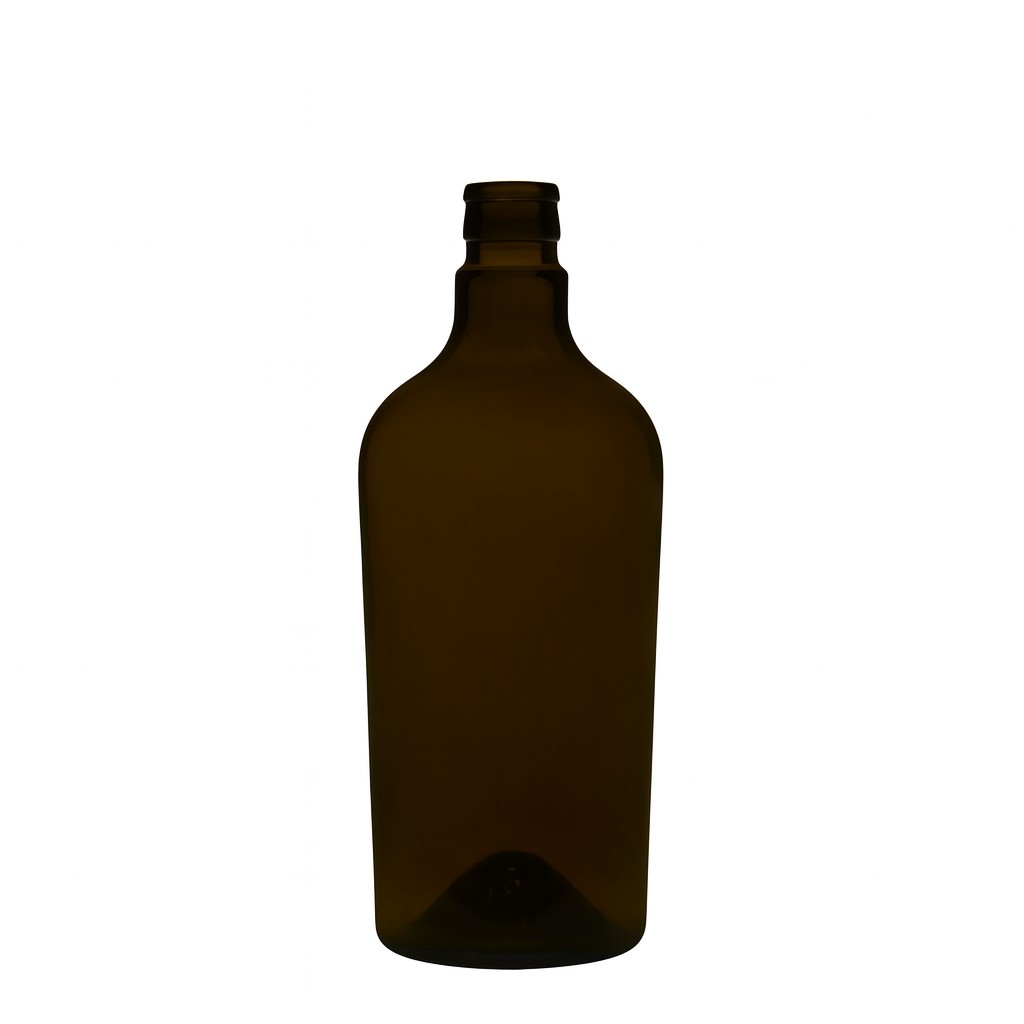 750 ml ecet-/olajüveg 'Oleum', üveg, antikzöld, nyílás: DOP