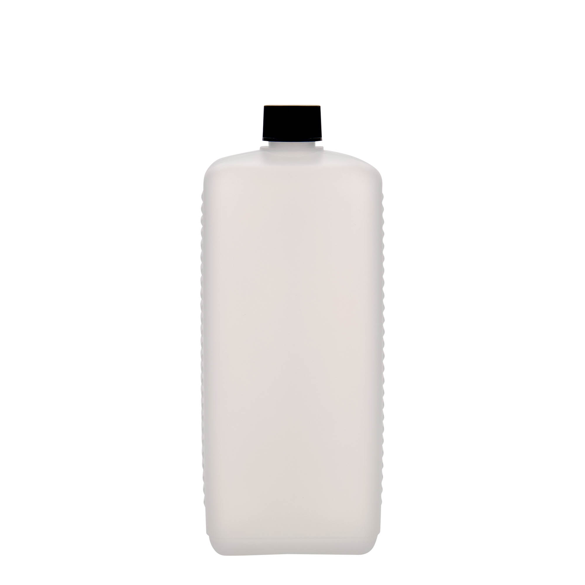 1.000 ml kannás palack, téglalap alakú, HDPE műanyag, természetes, nyílás: DIN 25 EPE 1.000 ml kannás palack, téglalap alakú, HDPE műanyag, természetes, nyílás: DIN 25 EPE