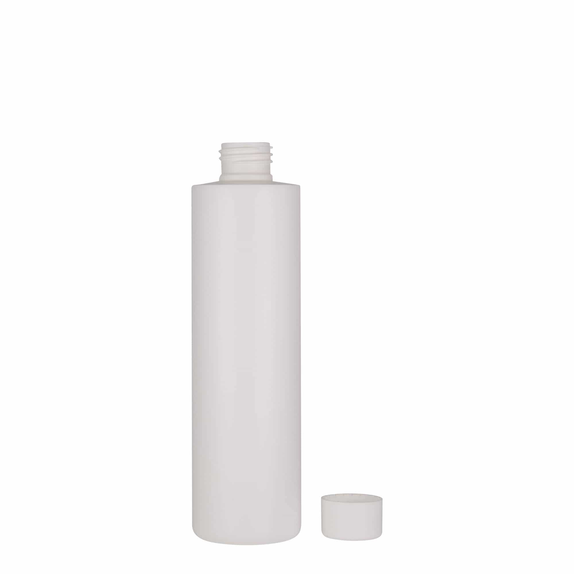 250 ml-es műanyag palack 'Pipe', HDPE, fehér, szájnyílás: GPI 24/410