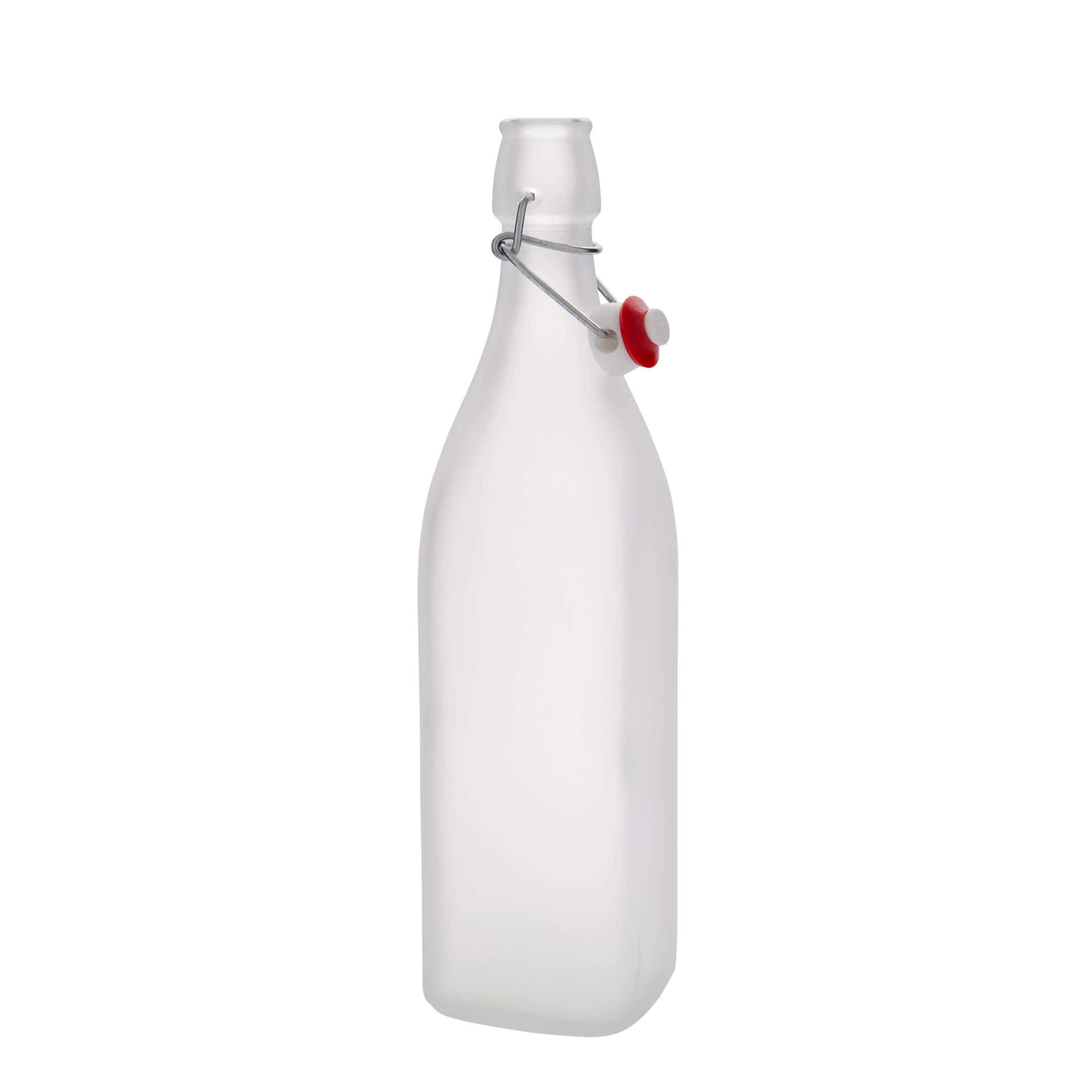 1.000 ml üvegpalack 'Swing, négyzet alakú, jégfagyott, nyílás: patentzár