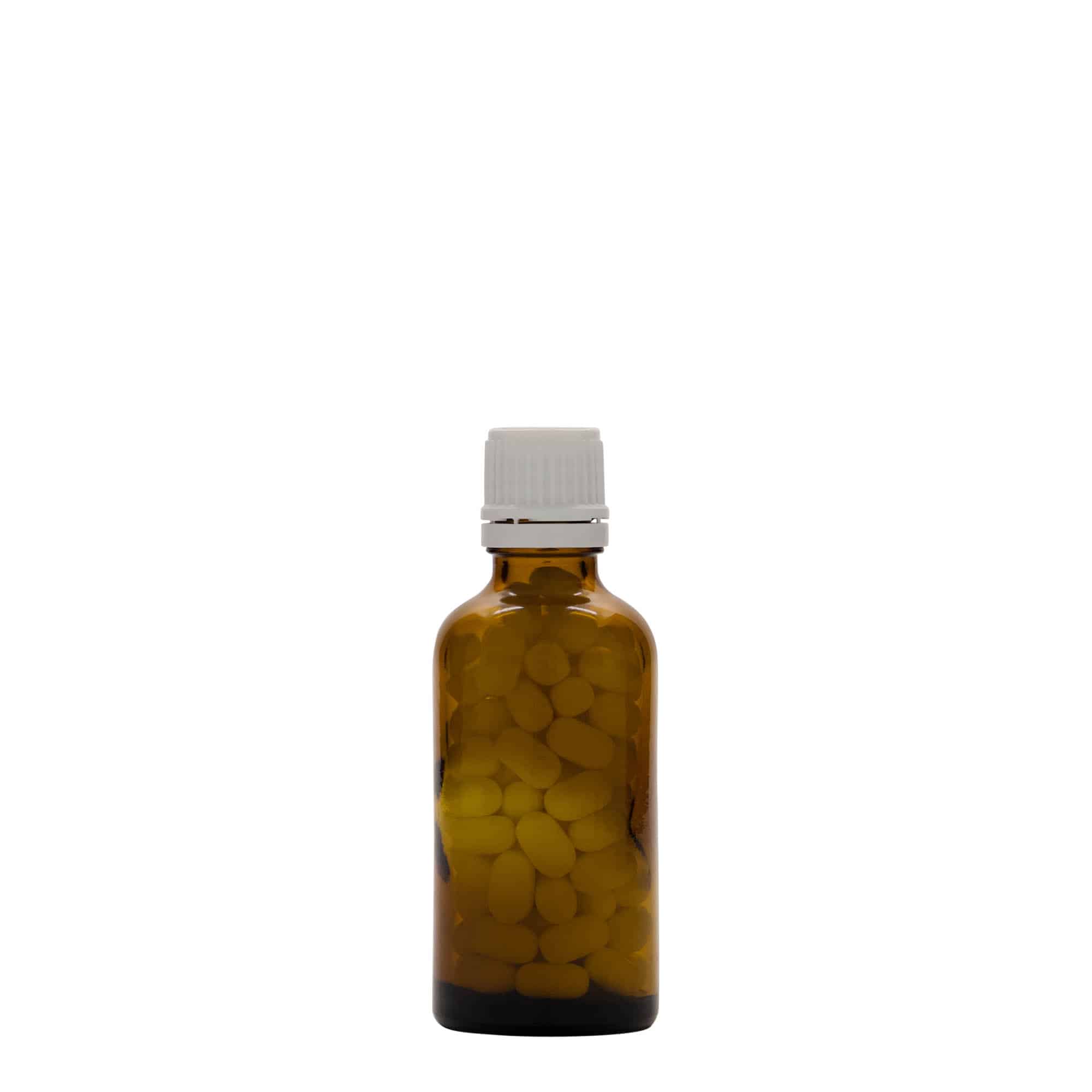 50 ml orvosi üveg, barna, nyílás: DIN 18