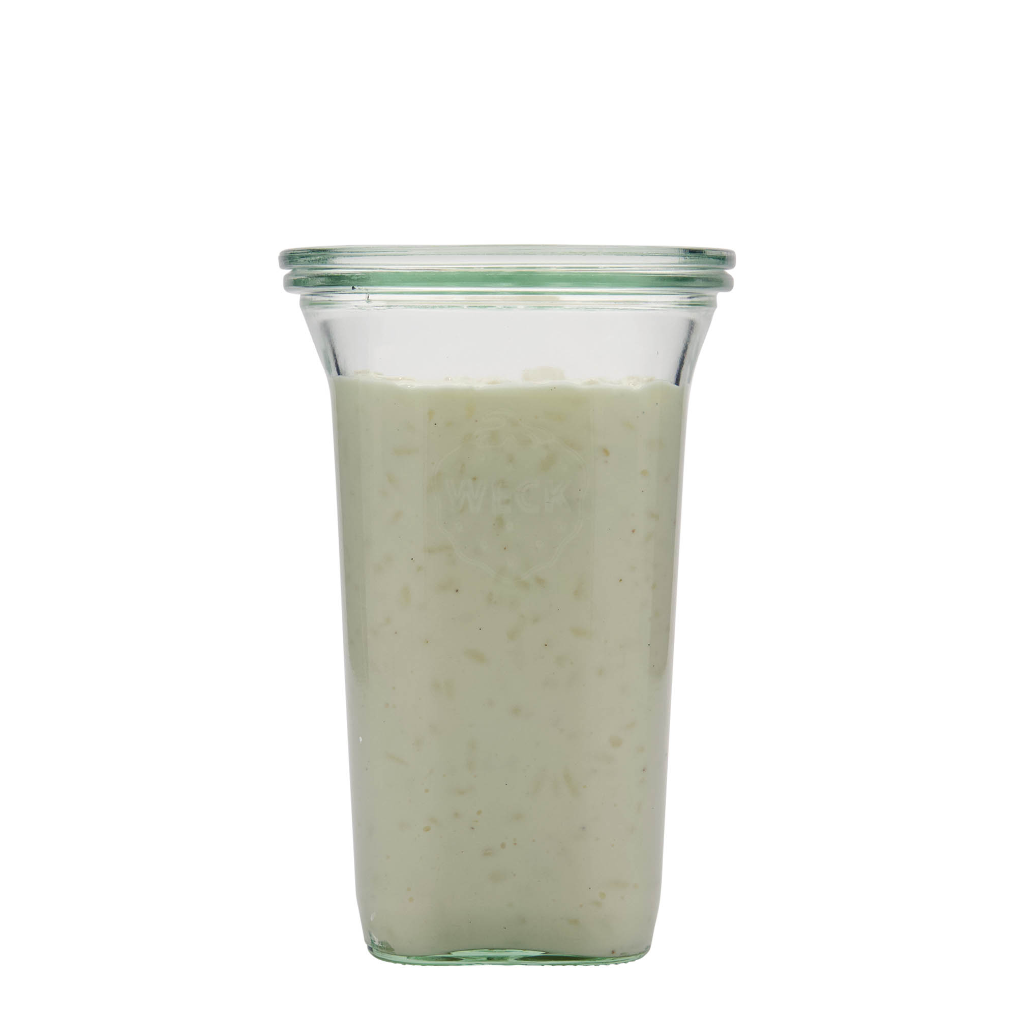 795 ml WECK-Quadro üveg, négyzet alakú, nyílás: kerek perem