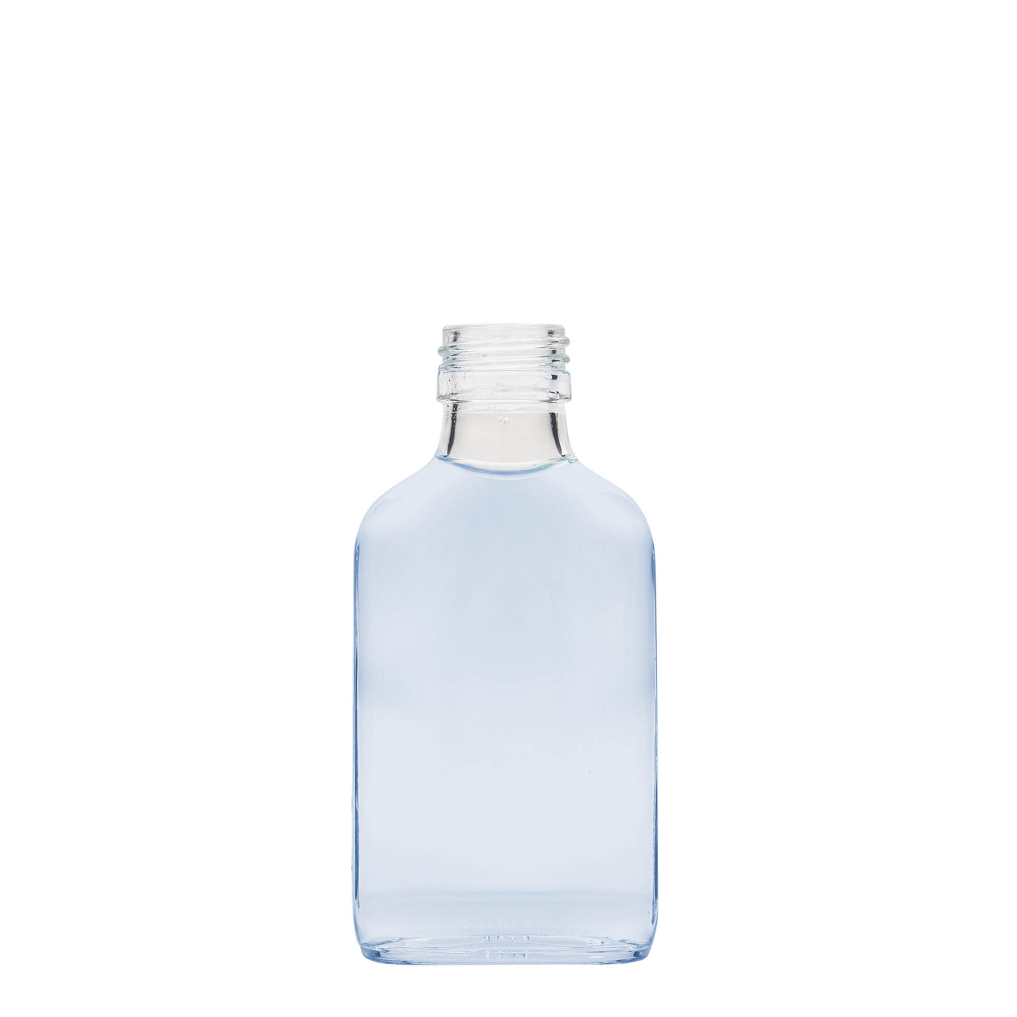100 ml zsebflakon, téglalap alakú, üveg, nyílás: PP 28 100 ml zsebflakon, téglalap alakú, üveg, nyílás: PP 28