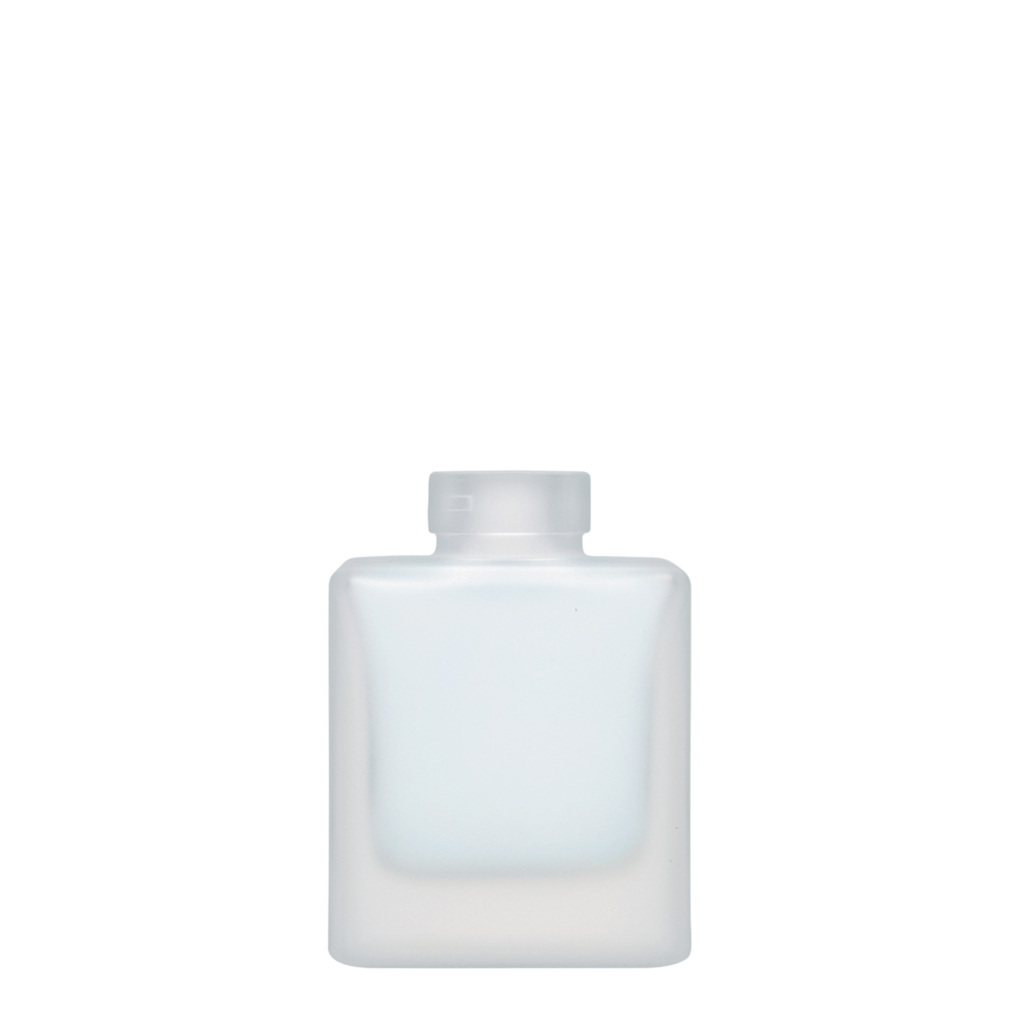 100 ml-es üvegpalack 'Cube', négyzet alakú, opál, szájnyílás: parafadugó