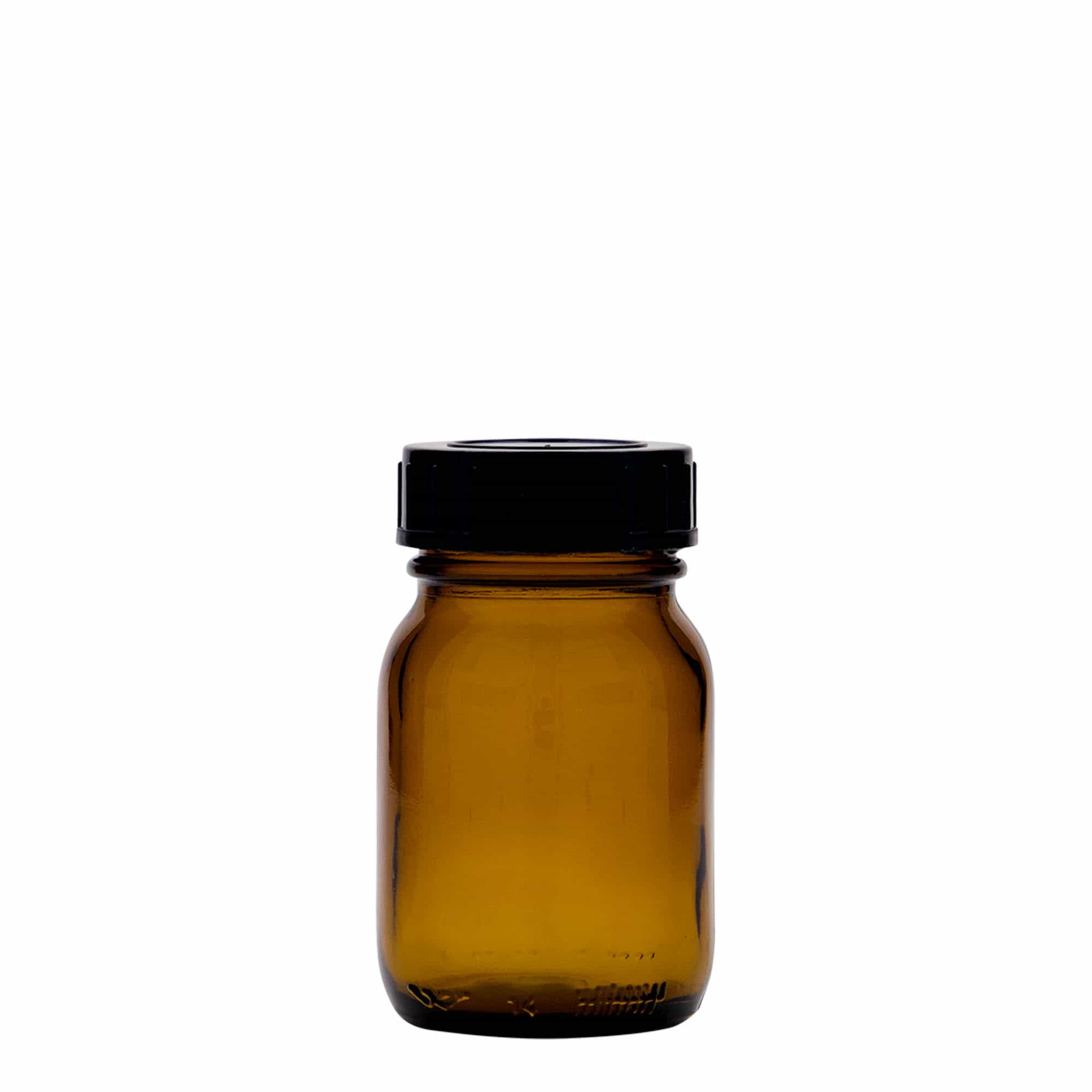 75 ml széles szájú üveg, barna, nyílás: DIN 40